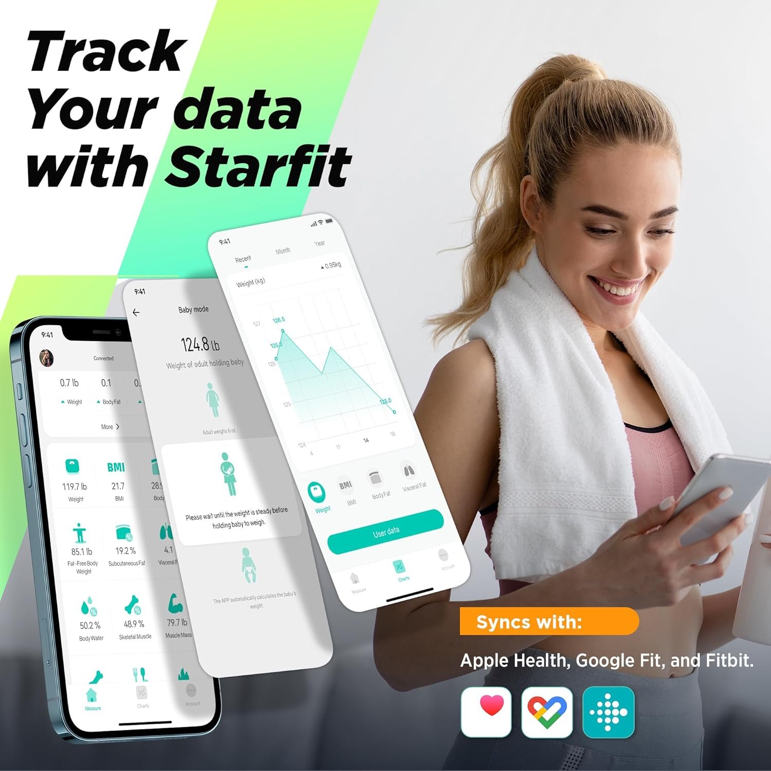 Runstar Smart Scale for Body Weight and Fat Percentage, High Accuracy Digital Bathroom Scale FSA or HSA Eligible with LCD Display for BMI 13 Body Composition Analyzer Sync with Fitness App - Image 3