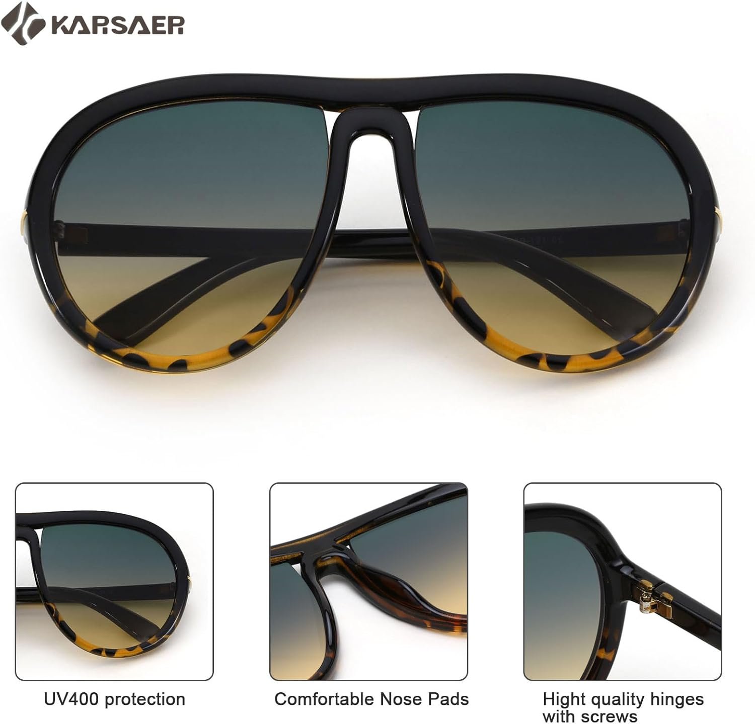 Karsaer Oversized Vintage Aviator Sunglasses for Men Women，Big Retro Round Aviator Sunglasses K7132 - Image 6