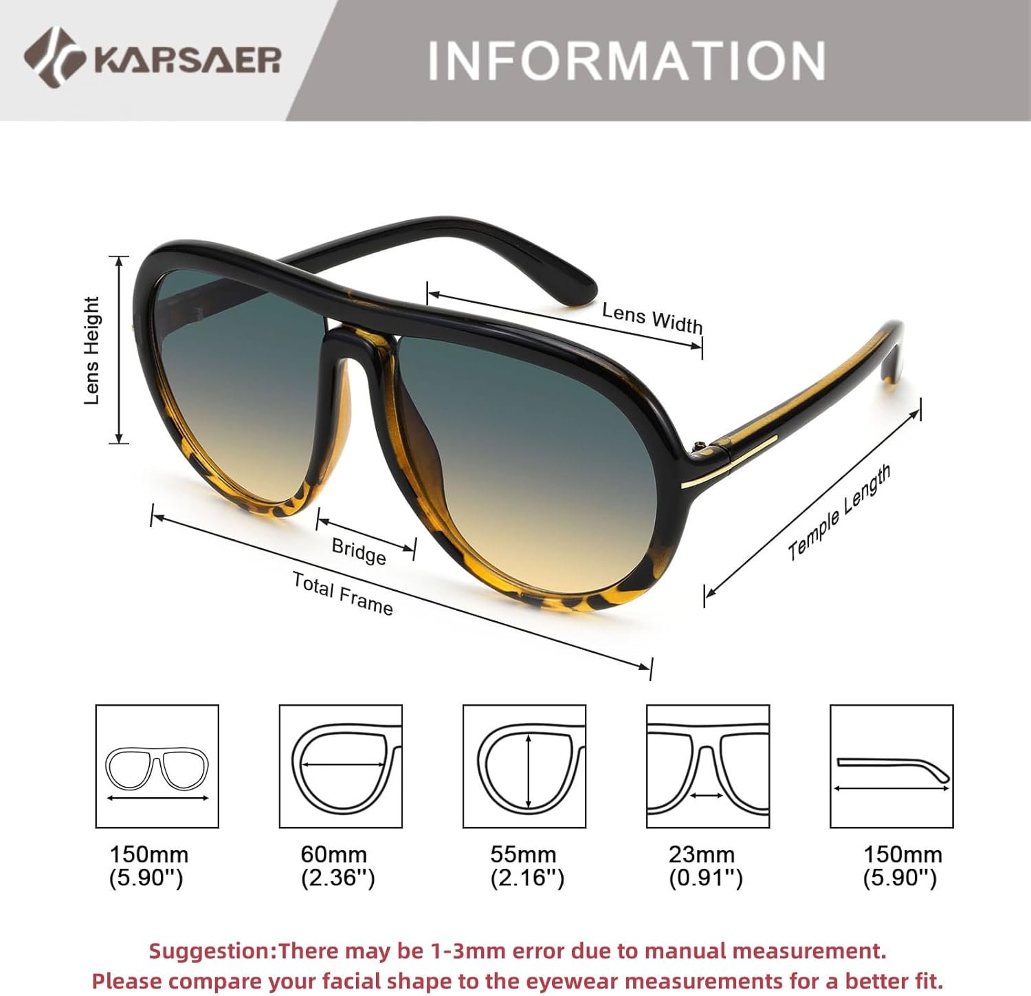 Karsaer Oversized Vintage Aviator Sunglasses for Men Women，Big Retro Round Aviator Sunglasses K7132 - Image 7