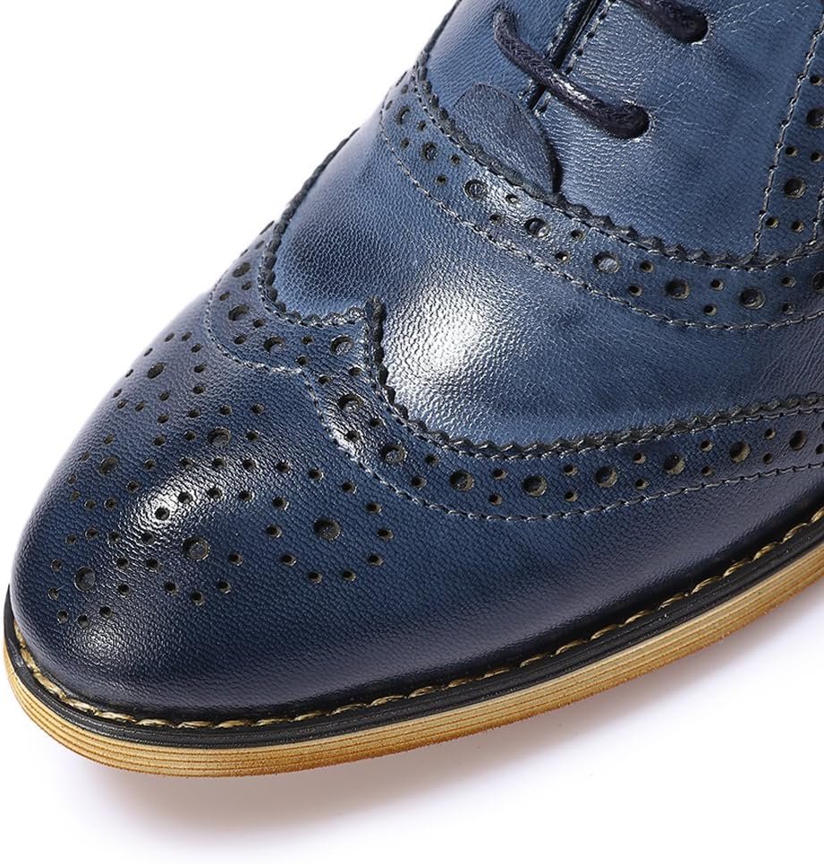 Mona flying Womens Vintage Wingtip Oxfords Ladies Lace up Leather Shoes - Image 4