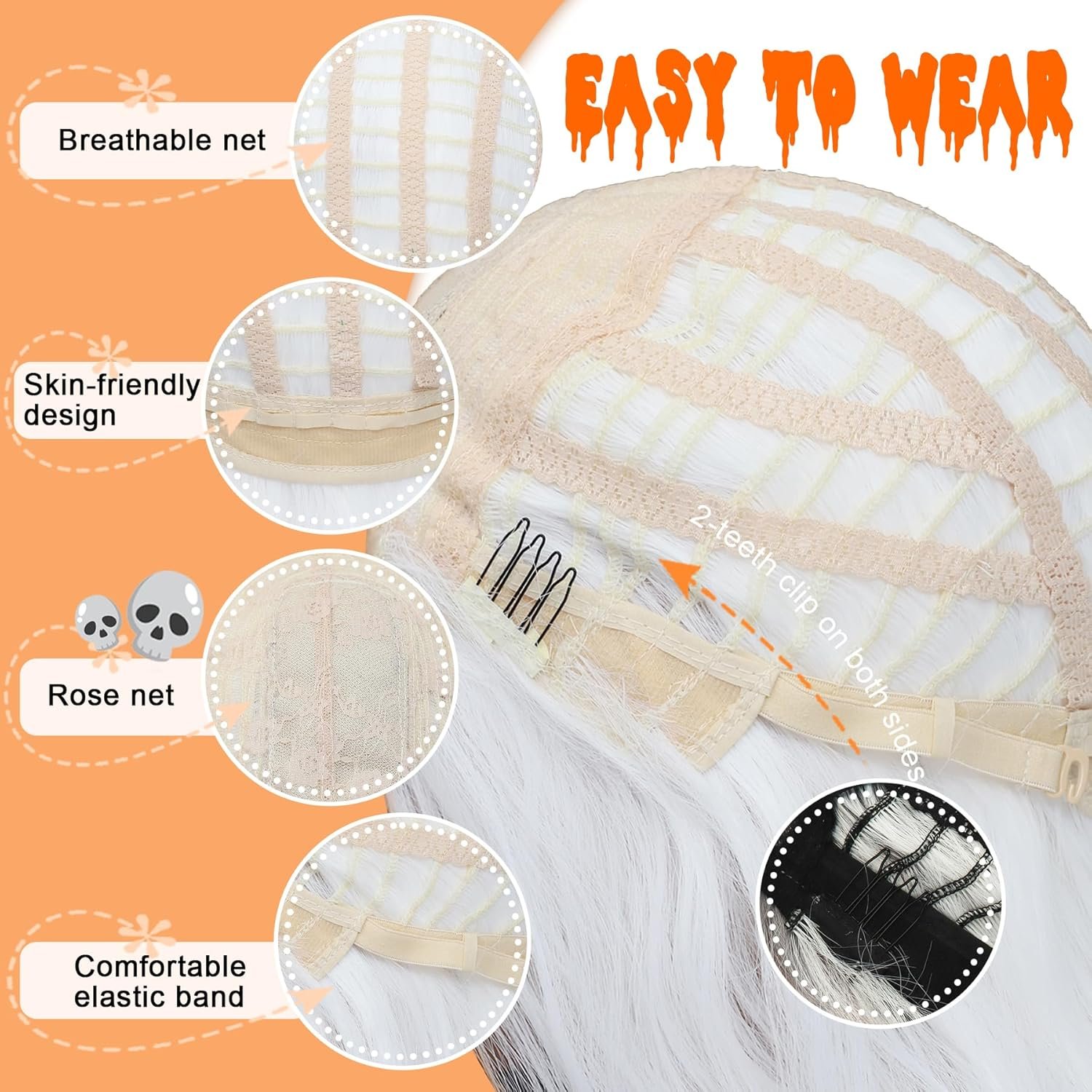 White Wig Long Wavy Wig with Bangs White Hair Wigs for Women Heat Resistant Synthetic Wig Colored Wigs for Daily Cosplay Party Use 26 Inch - Image 8