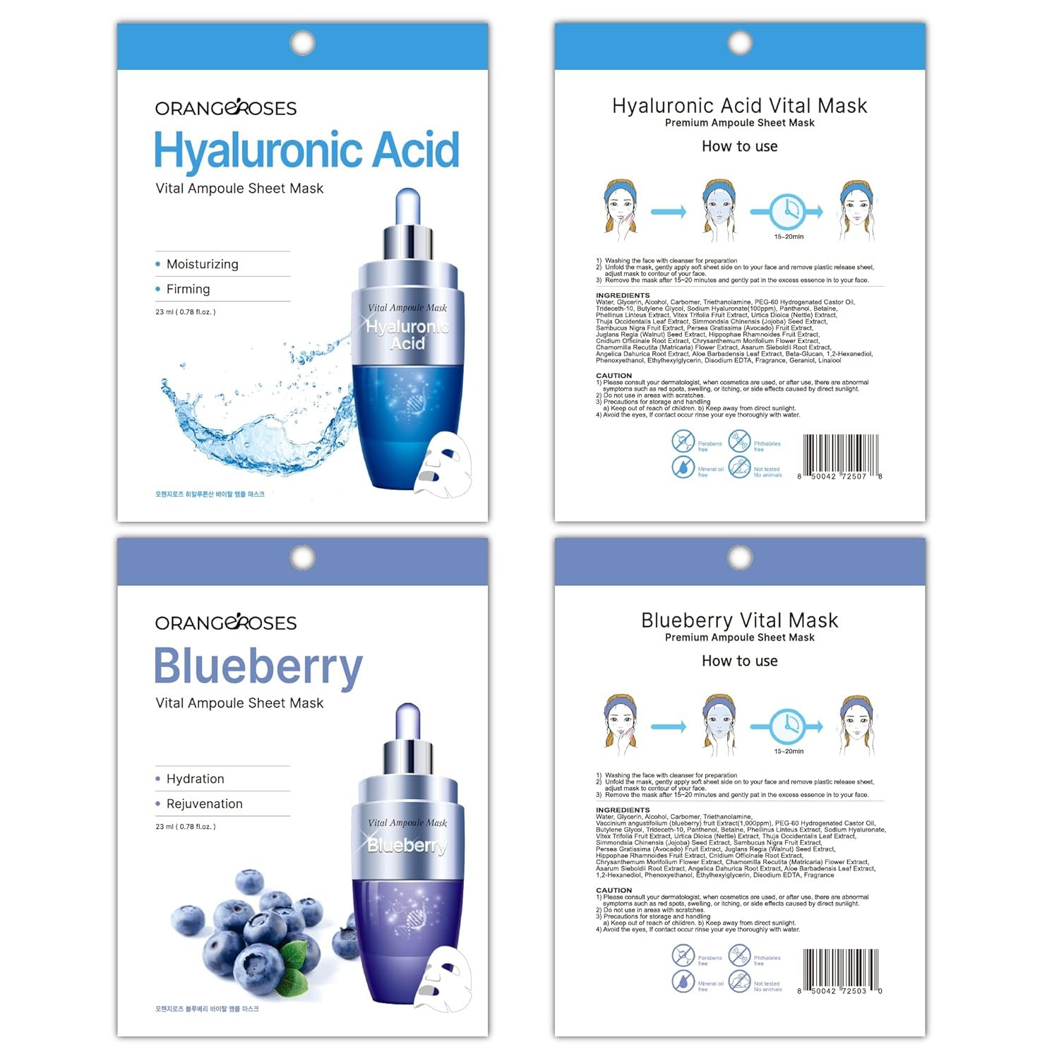 【Orangeroses】 100 Pcs Combo Pack, Premium Korean Essence Facial Mask Sheet (10 Types x 10 pcs) - Image 3