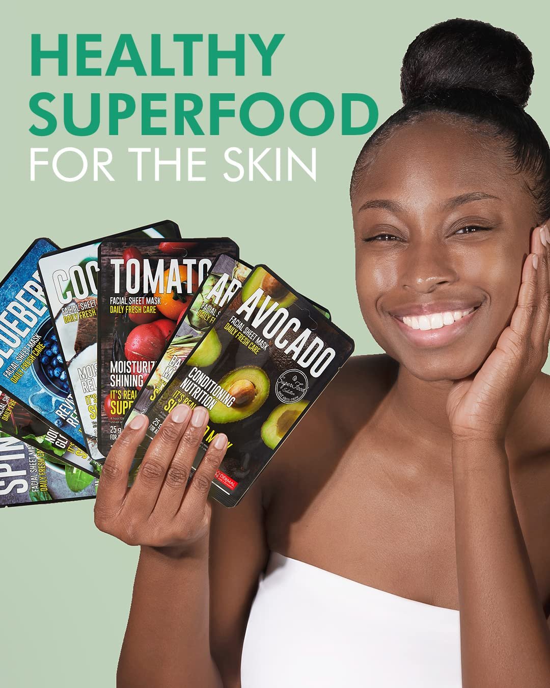 DERMAL Super Food Face Masks Skincare- 12 Pack Facial Sheet Mask for a Glowing Refreshing Skin- Moisturizing Sheet Masks for Face Enriched with Natural Ingredients for All Skin Types - Image 3