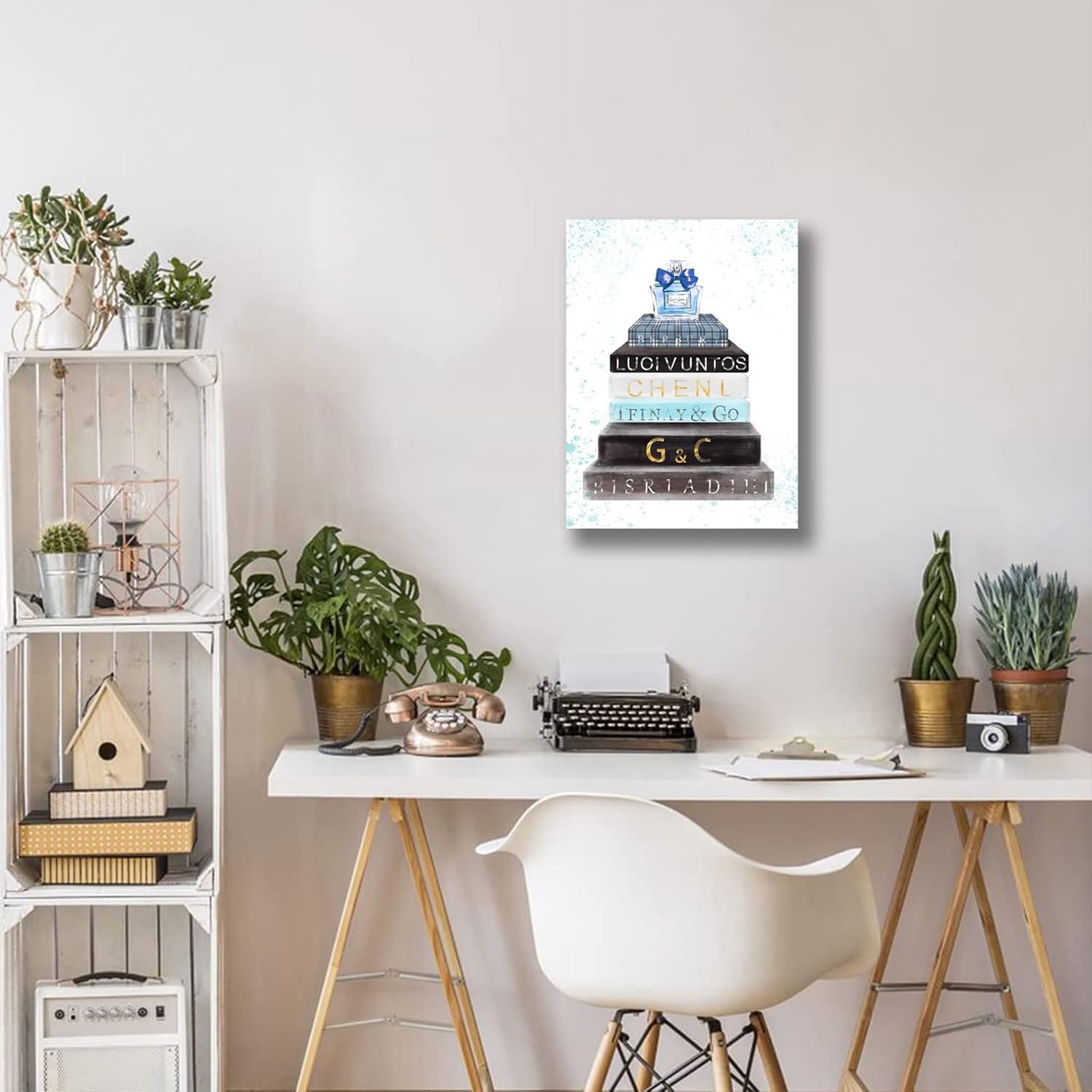 Bedroom Wall Art Blue Perfume on the Book Picture Print on Canvas Framed Bathroom Wall Decor Modern Female Room Decor Artwork Wall Decorations for Teen Girls Room Size 12x16 inch Ready to Hang - Image 4