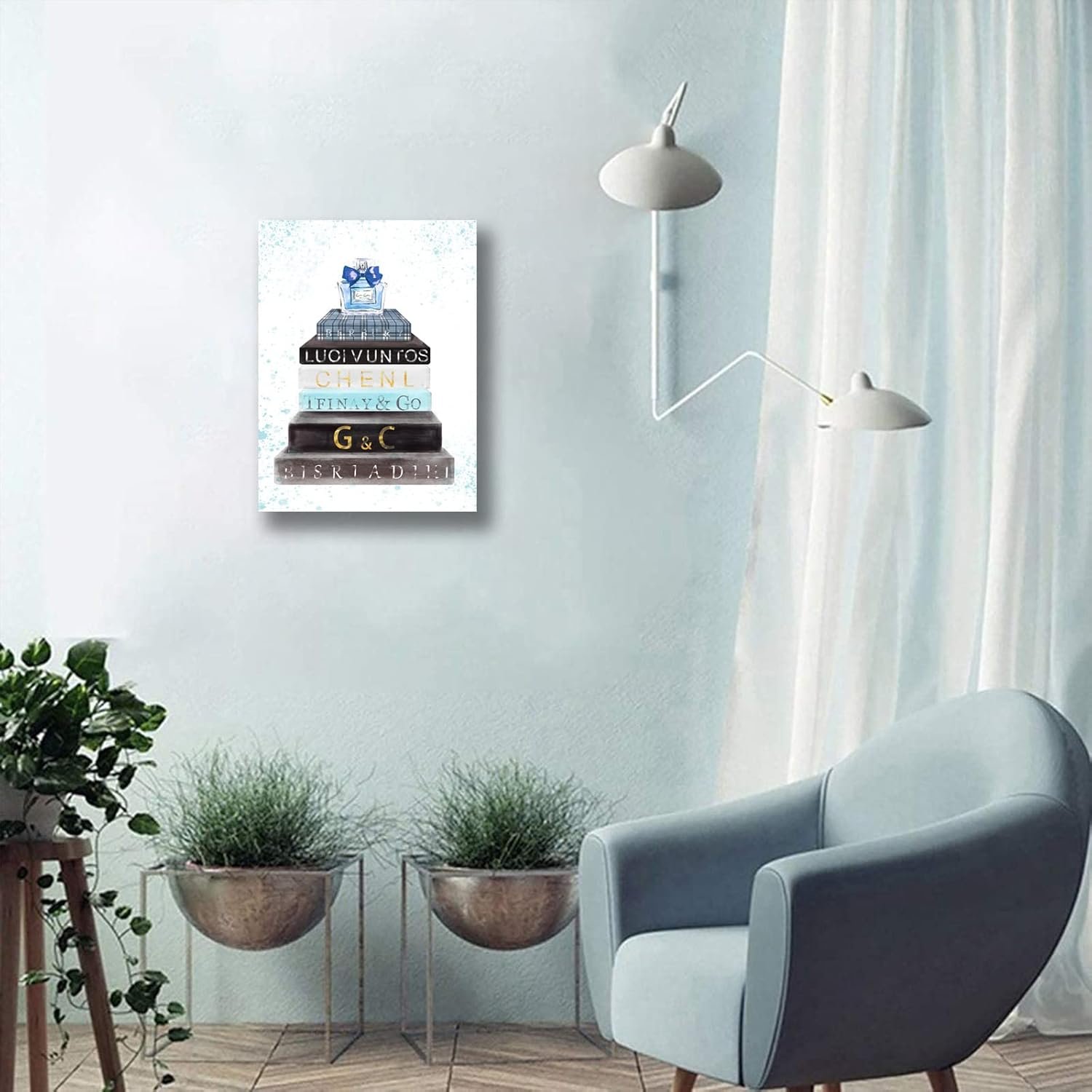 Bedroom Wall Art Blue Perfume on the Book Picture Print on Canvas Framed Bathroom Wall Decor Modern Female Room Decor Artwork Wall Decorations for Teen Girls Room Size 12x16 inch Ready to Hang - Image 6