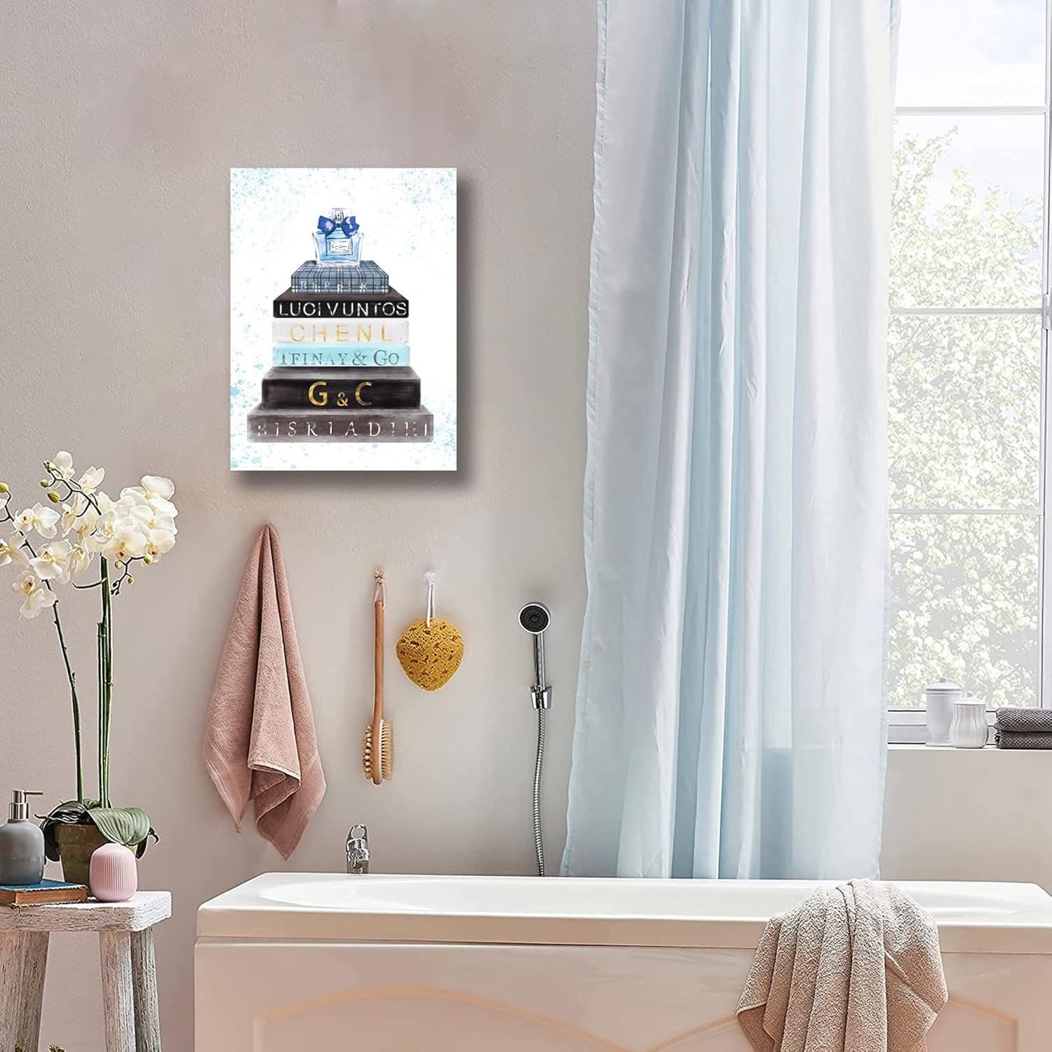 Bedroom Wall Art Blue Perfume on the Book Picture Print on Canvas Framed Bathroom Wall Decor Modern Female Room Decor Artwork Wall Decorations for Teen Girls Room Size 12x16 inch Ready to Hang - Image 7