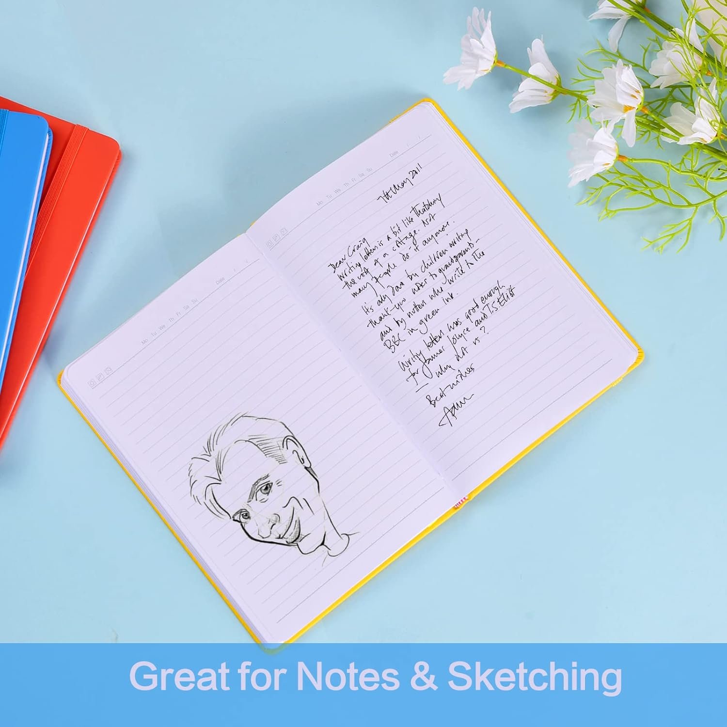 SUIN Hardcover-Journal-Notebooks, 6 Packs A5 Lined Journals Notebook for Writing 200 Pages, 8.2 x 5.5 inch, 6 Colors Classic Ruled Notebooks for Work/Travel/College - Image 7