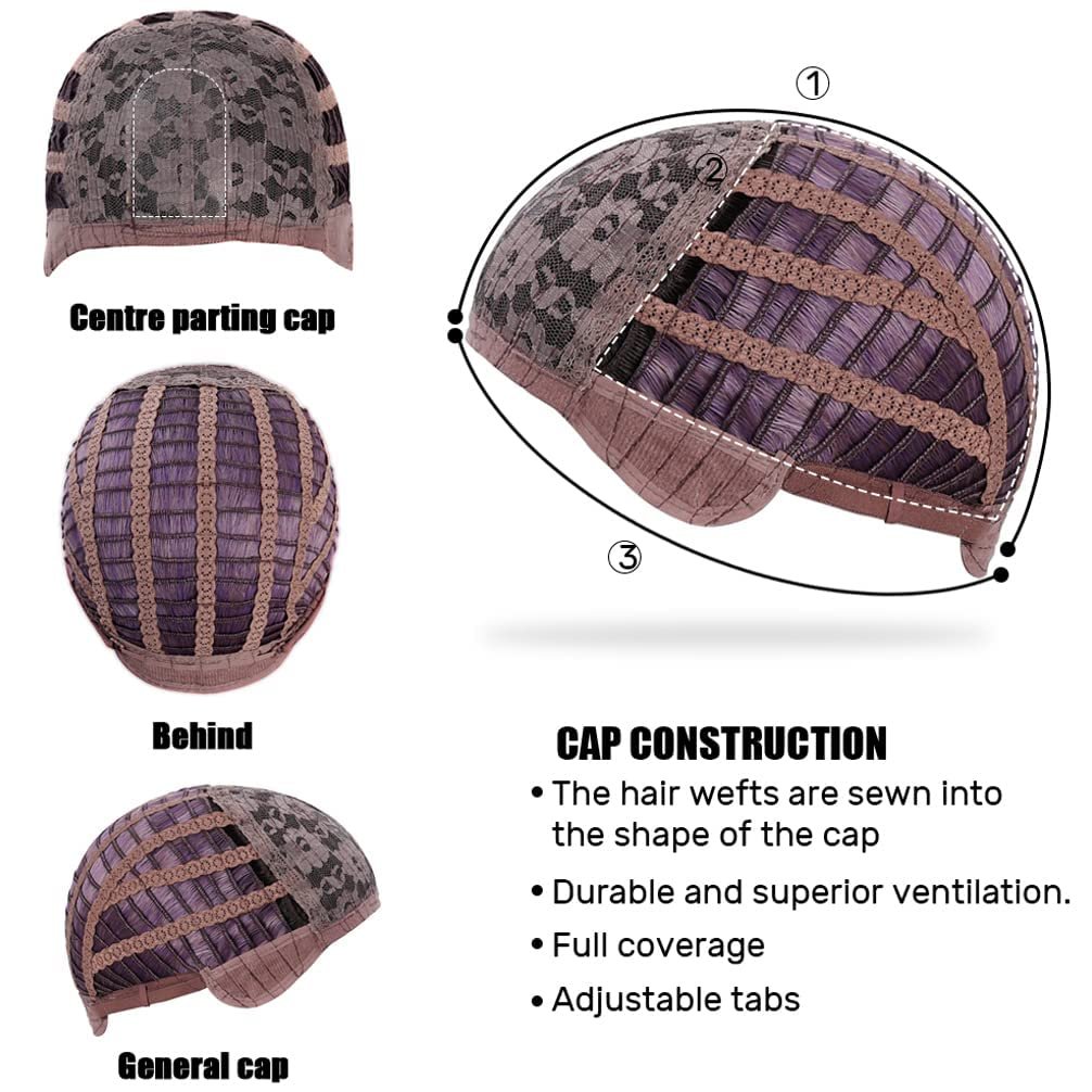 AneShe Short Colored Bob Wavy Wig for Women Curly Shoulder Length Bob Synthetic Wig Colorful Costume Wigs for Party Cosplay (14" Rose Mixed Purple) - Image 8