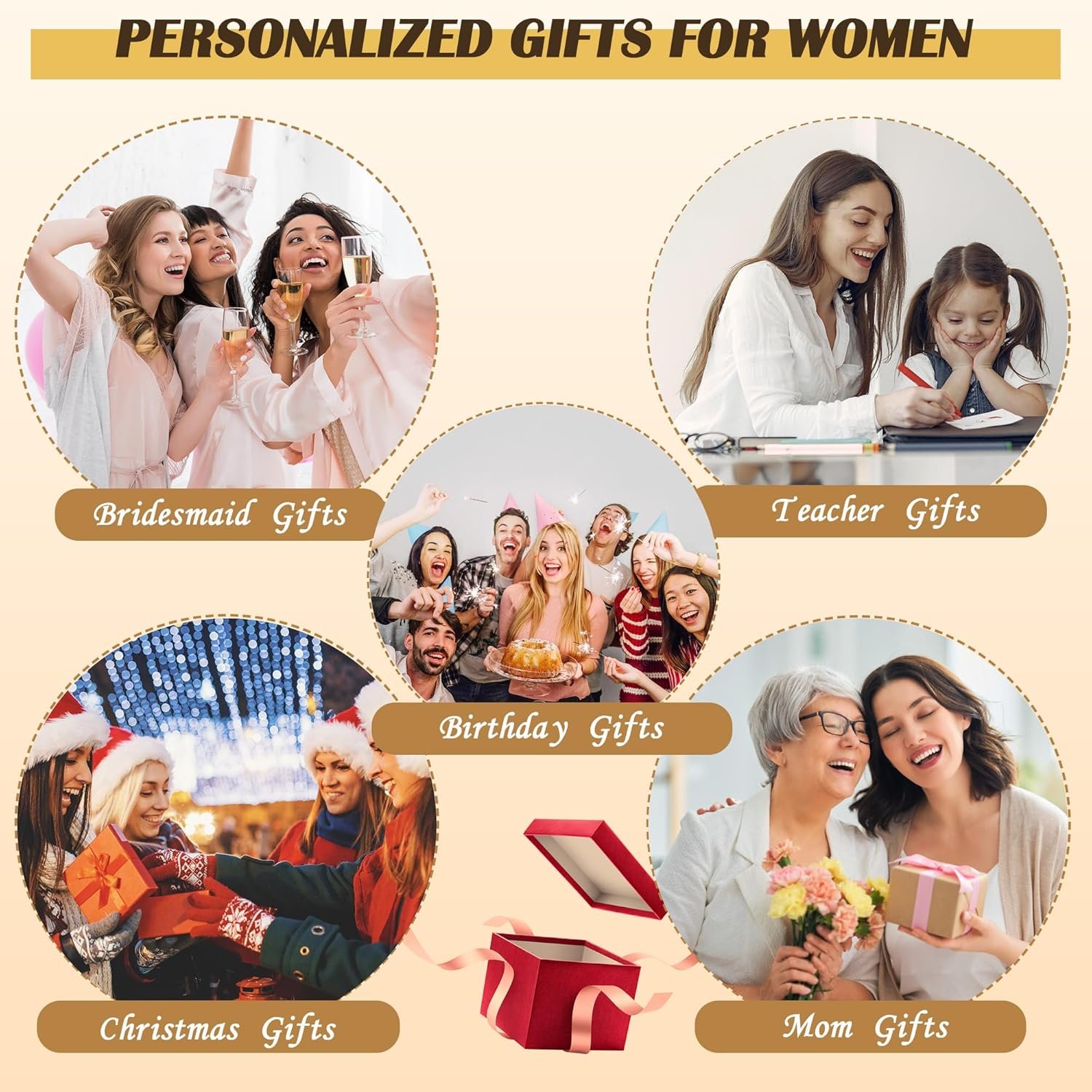 YOOLIFE Initial Jute Tote Bag & 2 Makeup Bags with Zipper Personalized Mom Gifts Best Friend Birthday Gifts for Women Her - Image 8