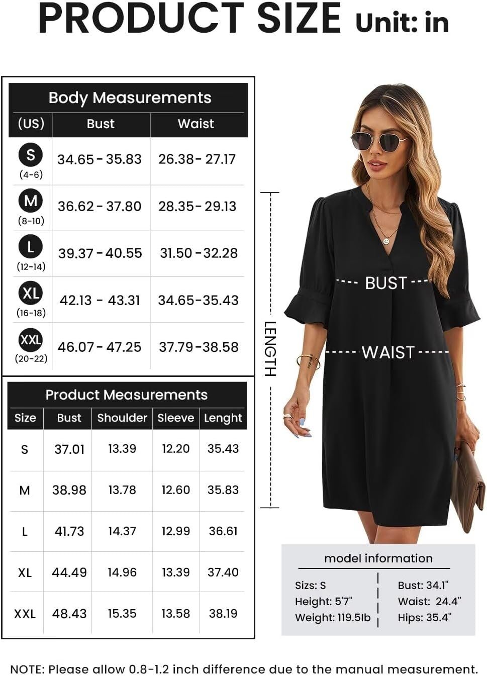 Wkior Shift Dress for Women V Neck Short Sleeves Solid Color Casual Flowy Summer Dresses(S-2XL) - Image 7