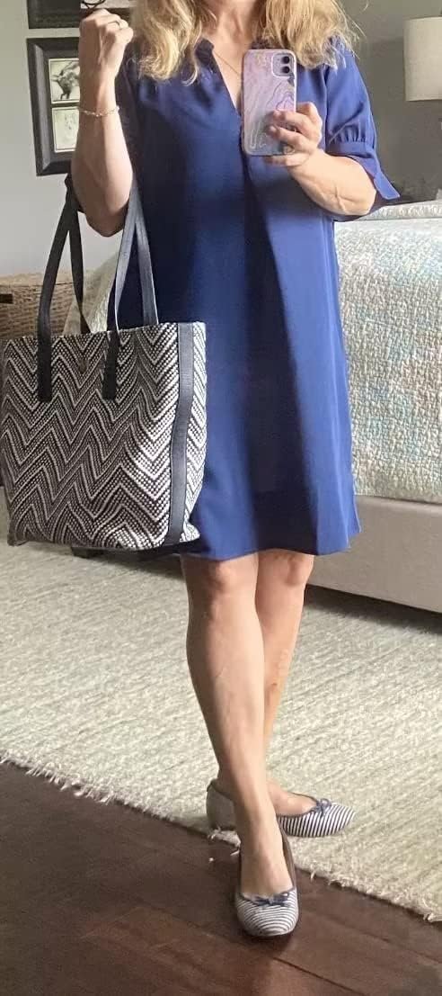 Wkior Shift Dress for Women V Neck Short Sleeves Solid Color Casual Flowy Summer Dresses(S-2XL) - Image 8