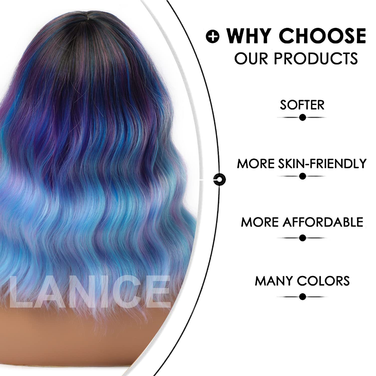 Short Bob Wigs with Bangs for Women Loose Wavy Hair Shoulder Length Colorful Mixed Wigs Synthetic Colorful Wigs for Cosplay Daily PartyUse(Colorful Mixed,12inch) - Image 5