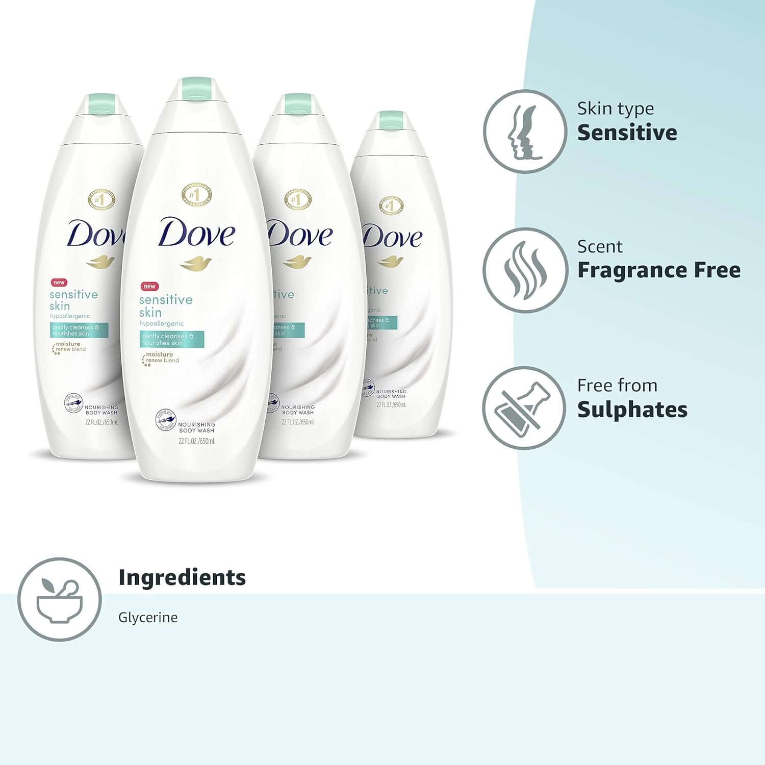 Dove Body Wash, Hydrate, Value-Size 4-Pack – Moisturizing Cleanser for Smooth, Soft Skin, 25.36 Oz Ea - Image 15