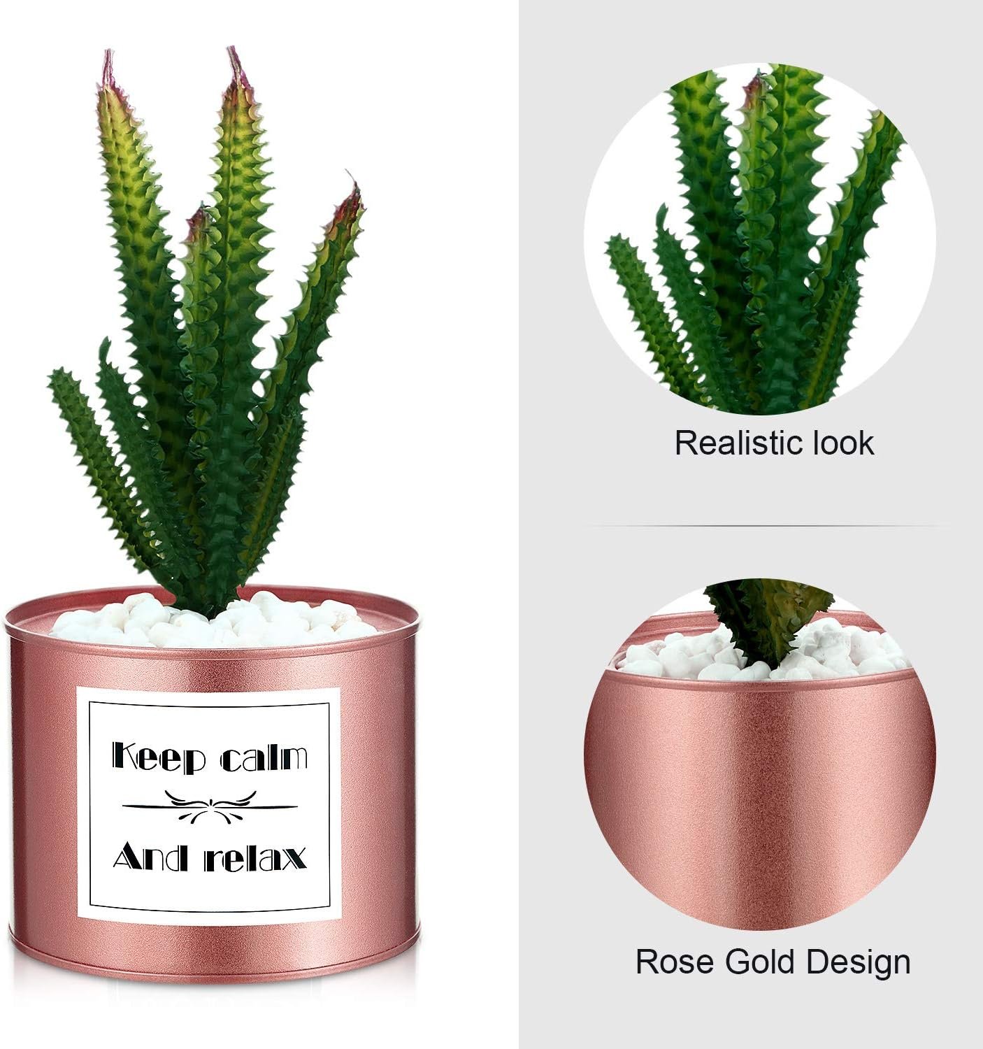 WILLBOND 3 Pots Succulent Office Decor for Women Desk, Boho Decor for Kitchen Office Bookshelf Bedroom College Dorm Artificial Plant Cactus Succulent for Kitchen Decorations (Rose Gold) - Image 5