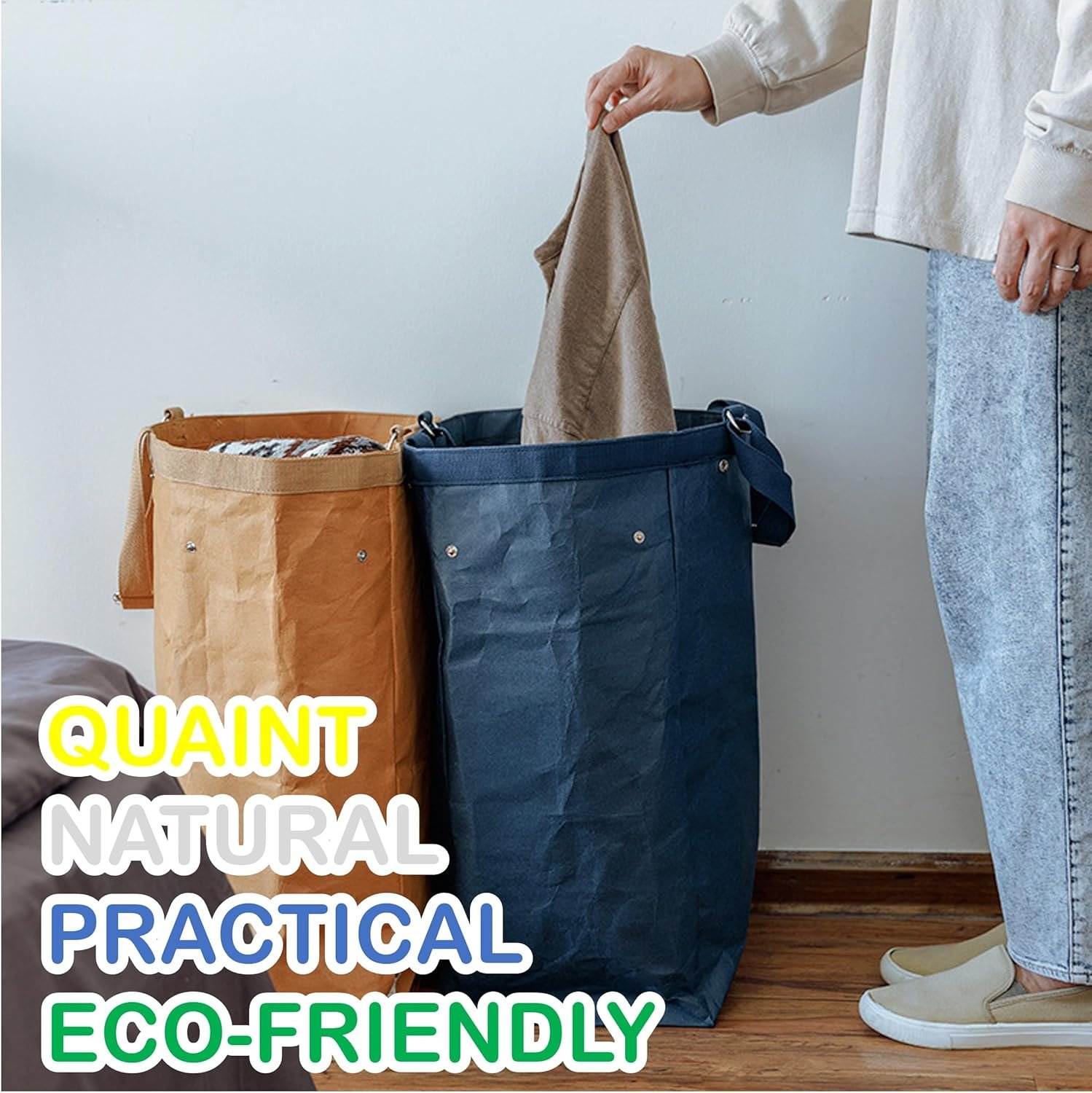 Kitchen Recycling Bin, Large Washable Paper Bags - Sturdy, Foldable, Space-Saving - Multipurpose Trash Can for Kitchen, Garden, and Indoor Use, 4 Colors, 4 Packs/Set - Image 6