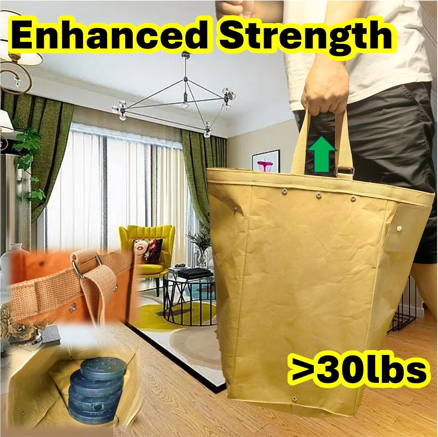 Kitchen Recycling Bin, Large Washable Paper Bags - Sturdy, Foldable, Space-Saving - Multipurpose Trash Can for Kitchen, Garden, and Indoor Use, 4 Colors, 4 Packs/Set - Image 9