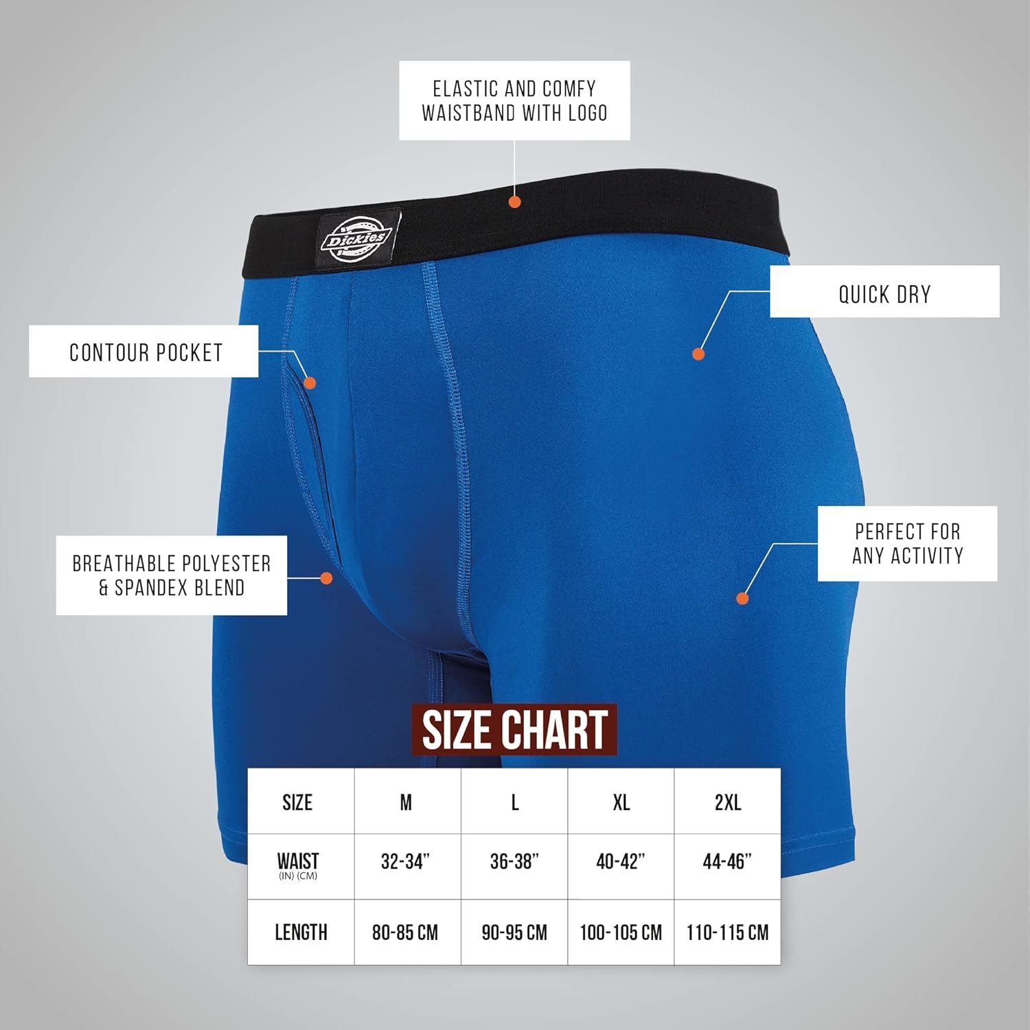 Dickies 5 Pack Mens Boxer Briefs With Pouch, Moisture Wicking Performance Underwear For Men - Image 7