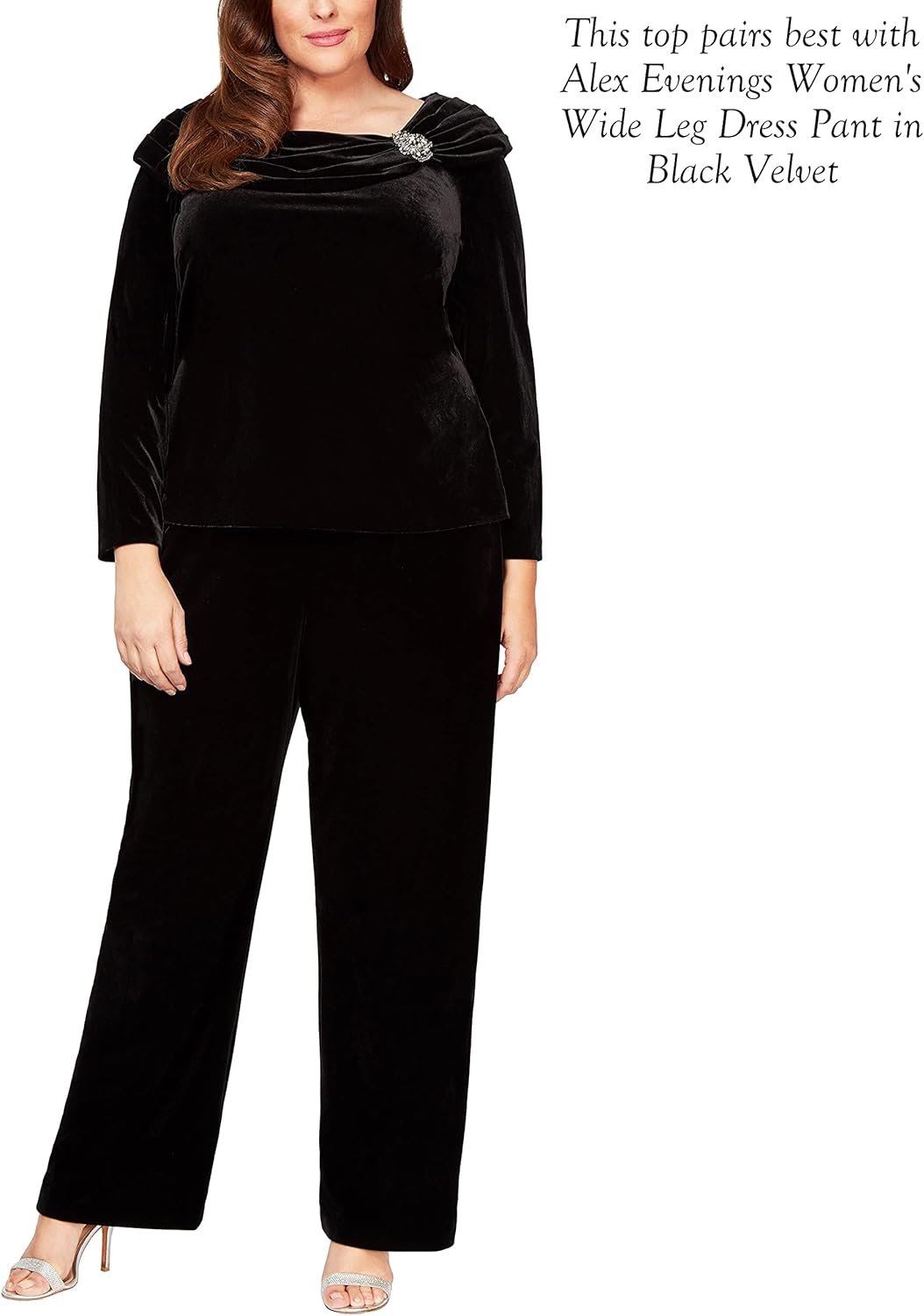 Alex Evenings Women's Velvet Wide Leg Dress Pant, Formal, Party Slacks (Plus Sizes) - Image 3