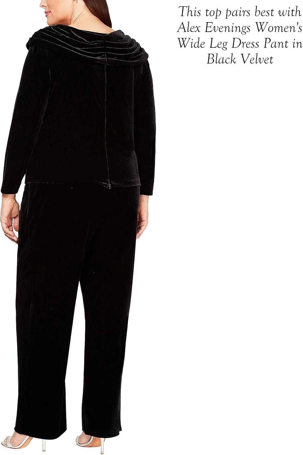 Alex Evenings Women's Velvet Wide Leg Dress Pant, Formal, Party Slacks (Plus Sizes) - Image 4