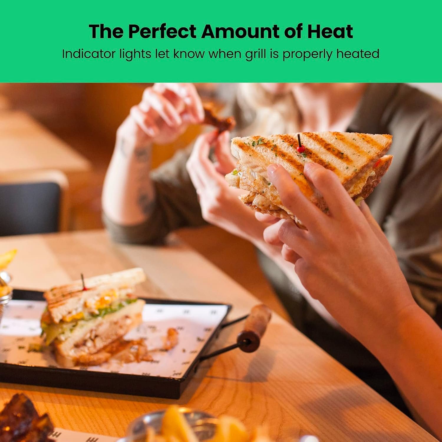 Chefman Panini Press Grill and Gourmet Sandwich Maker Non-Stick Coated Plates, Opens 180 Degrees to Fit Any Type or Size of Food, Stainless Steel Surface and Removable Drip Tray, 4 Slice, Black - Image 8