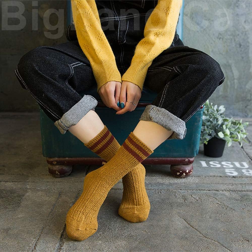 IIG 5 Pairs Women's Vintage Style Thick Wool Warm Winter Crew Socks - Image 5