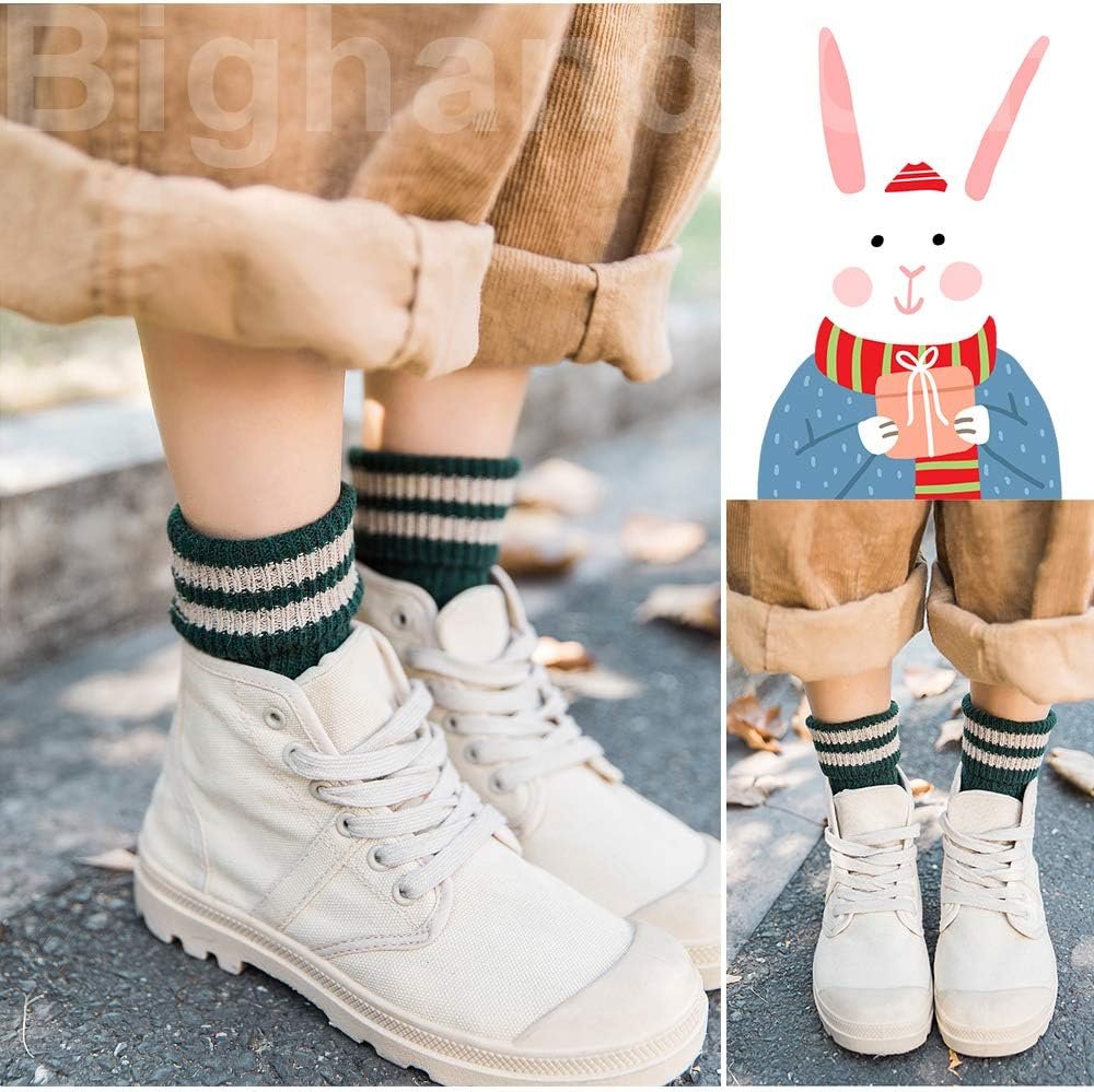 IIG 5 Pairs Women's Vintage Style Thick Wool Warm Winter Crew Socks - Image 7