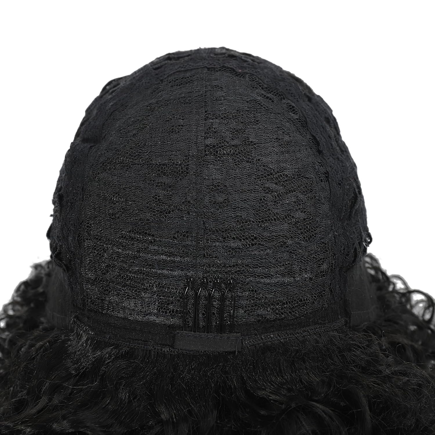 Short Black Curly Afro Wigs with Bangs for Black Women, Black Afro Wigs Kinky Curly Full Wigs Synthetic Heat Resistant Wigs For African Women With Wig Cap (Black) - Image 7