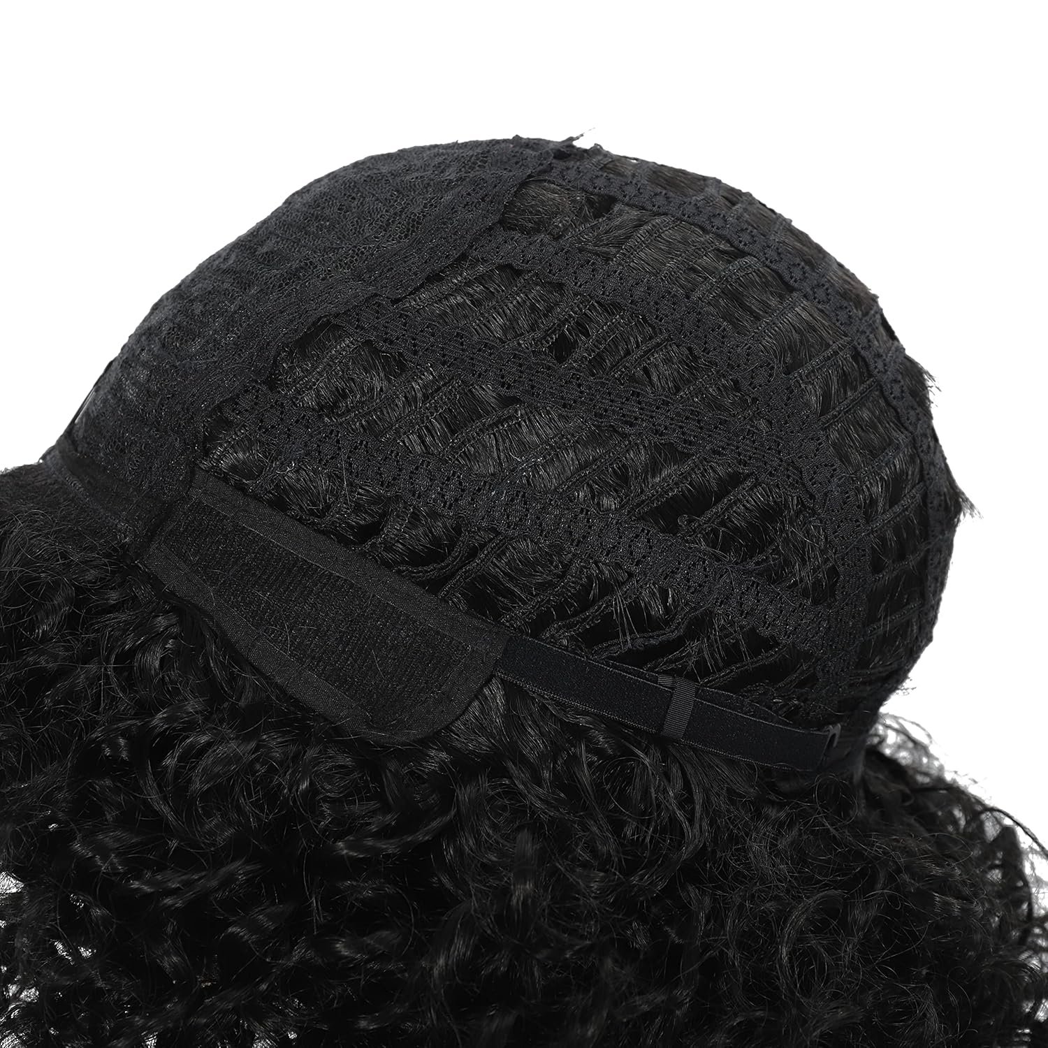 Short Black Curly Afro Wigs with Bangs for Black Women, Black Afro Wigs Kinky Curly Full Wigs Synthetic Heat Resistant Wigs For African Women With Wig Cap (Black) - Image 8