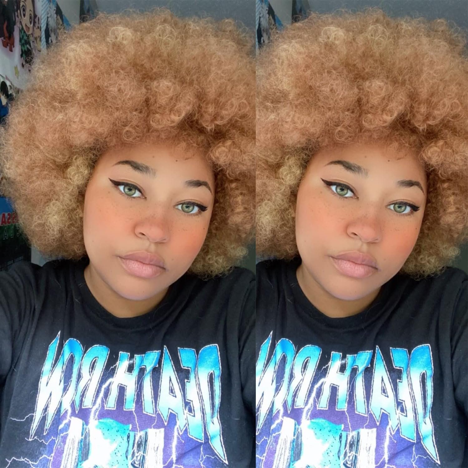 G&T Wig 70s Afro Wig Short Kinky Curly Colored Wigs for Women Glueless Wear and Go Wig Mixed Blonde Afro Wig Large Bouncy and Soft Natural Looking Heat Resistant Synthetic Hair Wigs - Image 3