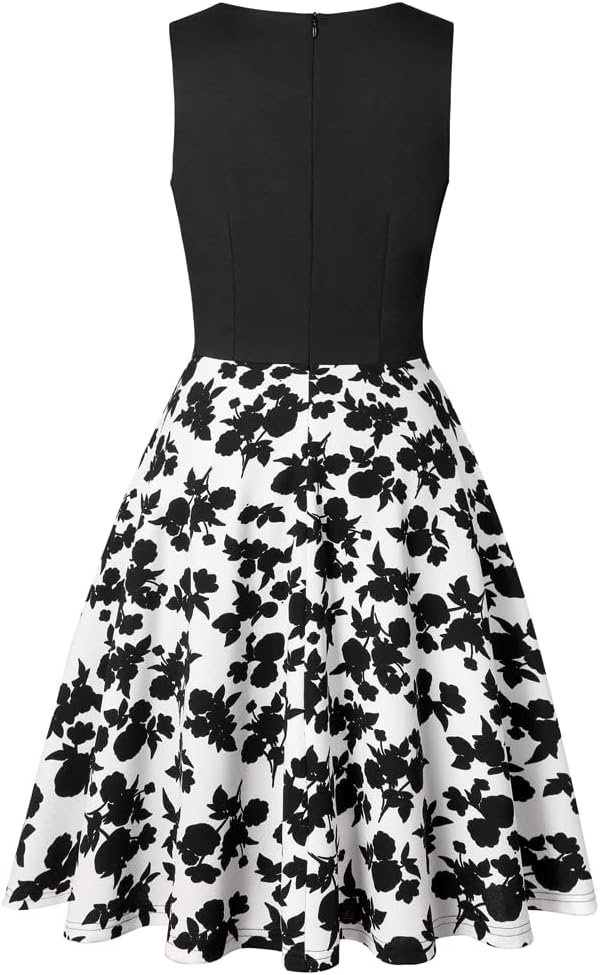 OWIN Women's Vintage Floral Lace Flared A-Line Swing Casual Party Cocktail Dresses Sleeveless - Image 3