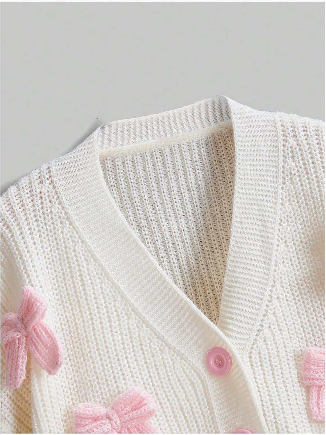 GORGLITTER Women's Cute Bow Cardigan Sweater Long Sleeve V Neck Button Down Pullover Top - Image 4