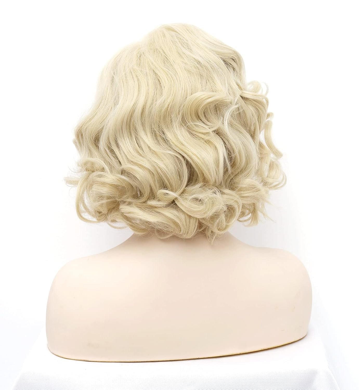 Short Blonde Wavy Wigs for Women Gold Curly Shoulder Length Natural Wig Synthetic Full Middle Part Wig for Role Play,Halloween,Daily Use - Image 5