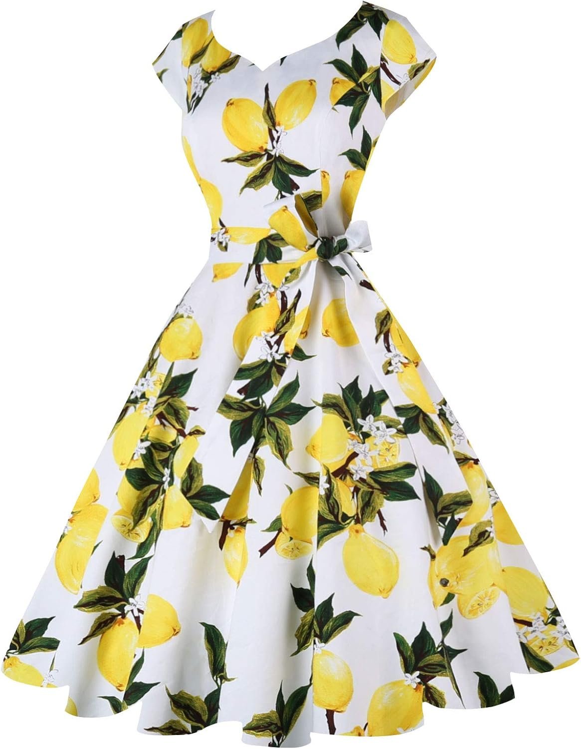 Kingfancy Women Vintage 1950s Dress Retro Cocktail Party Swing Dresses with Cap Sleeves - Image 4