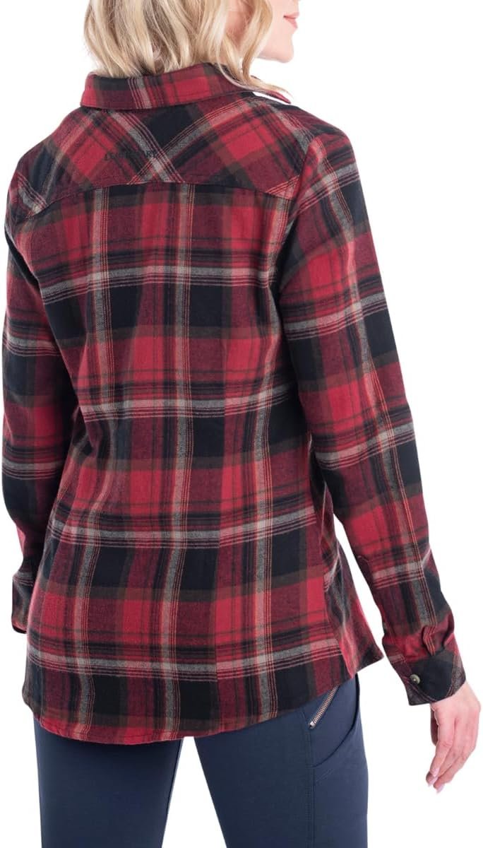Legendary Whitetails Womens Cottage Escape Flannel Long Sleeve Plaid and Solid Color Clothes, Fitted Button Down - Image 4