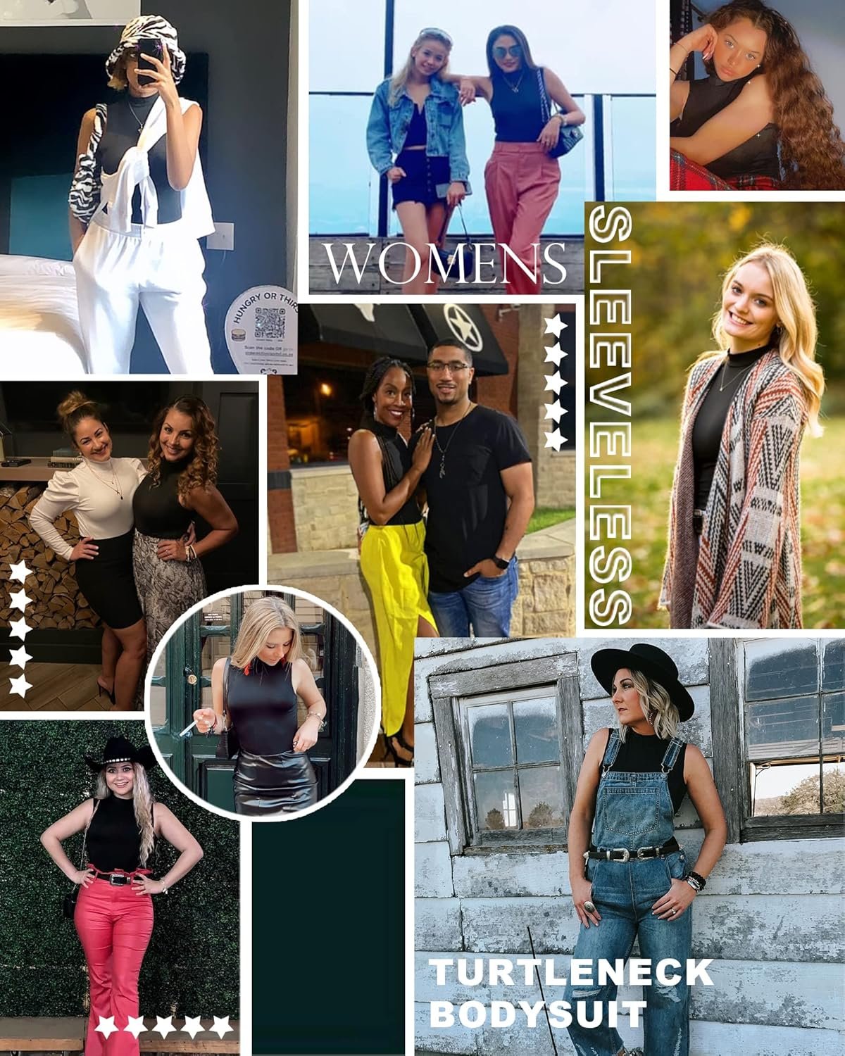 LAOLASI Women's Turtle Neck Mock Neck Sleeveless Slim Fit Bodysuit Tops Jumpsuit - Image 3