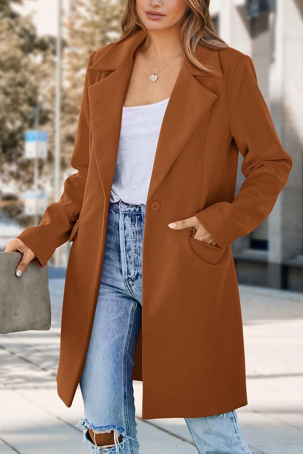 PRETTYGARDEN Women's 2024 Fall Long Blazer Jackets Long Sleeve Lapel Pockets Loose Fit Work Casual Blazers Outerwear - Image 6