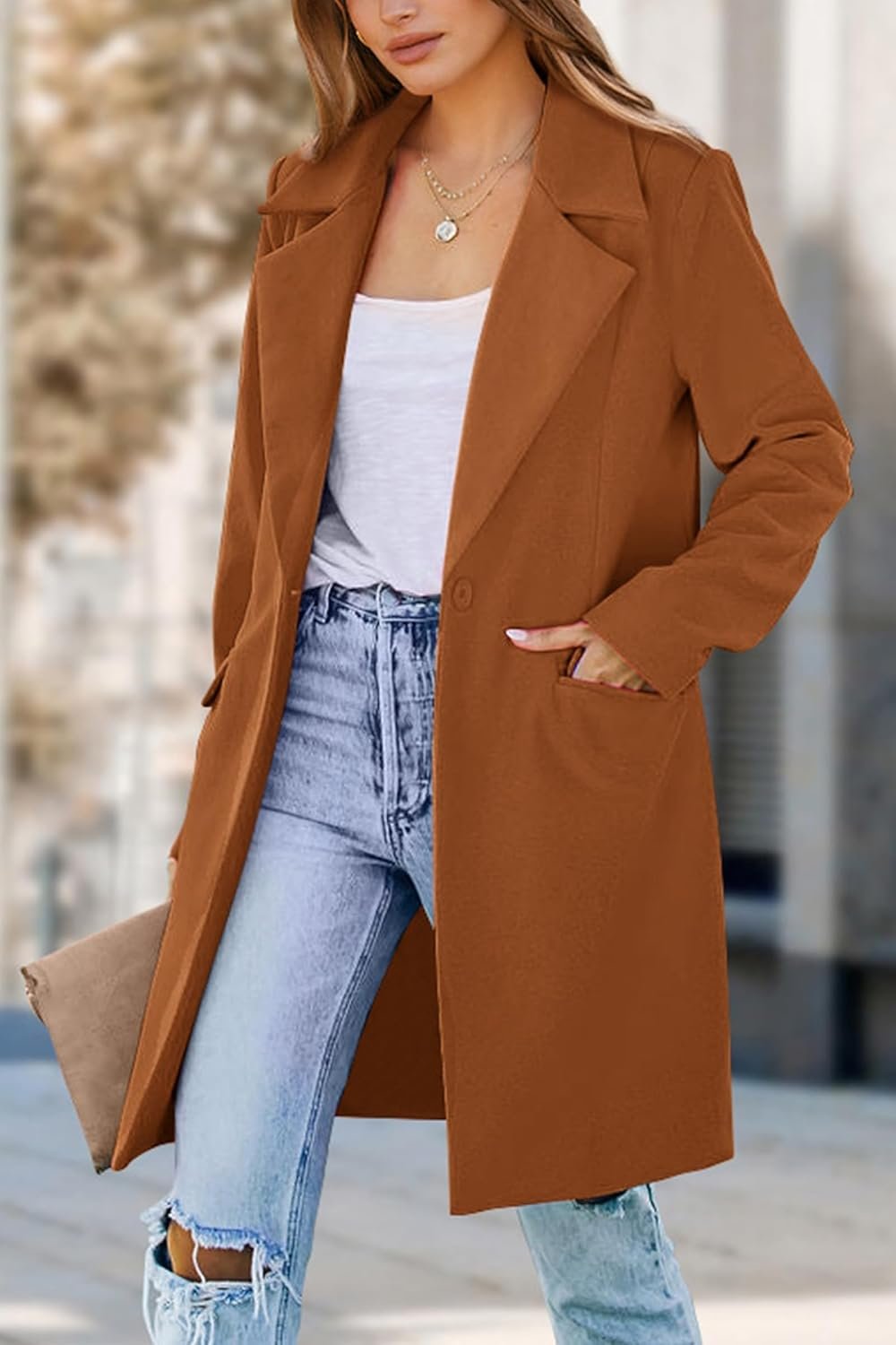 PRETTYGARDEN Women's 2024 Fall Long Blazer Jackets Long Sleeve Lapel Pockets Loose Fit Work Casual Blazers Outerwear - Image 8