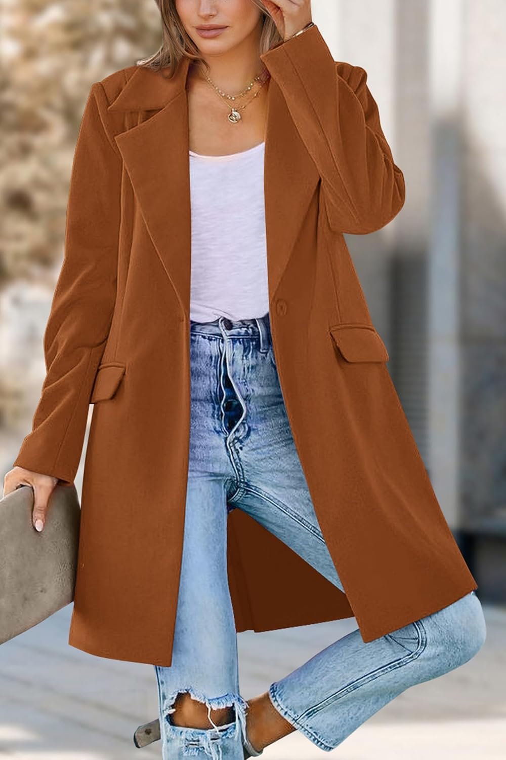 PRETTYGARDEN Women's 2024 Fall Long Blazer Jackets Long Sleeve Lapel Pockets Loose Fit Work Casual Blazers Outerwear - Image 9