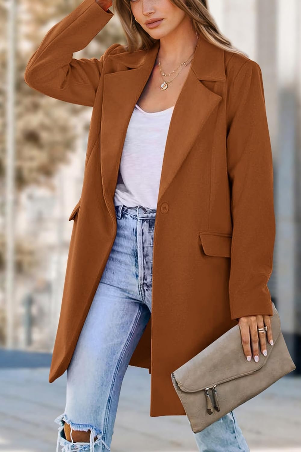 PRETTYGARDEN Women's 2024 Fall Long Blazer Jackets Long Sleeve Lapel Pockets Loose Fit Work Casual Blazers Outerwear - Image 10