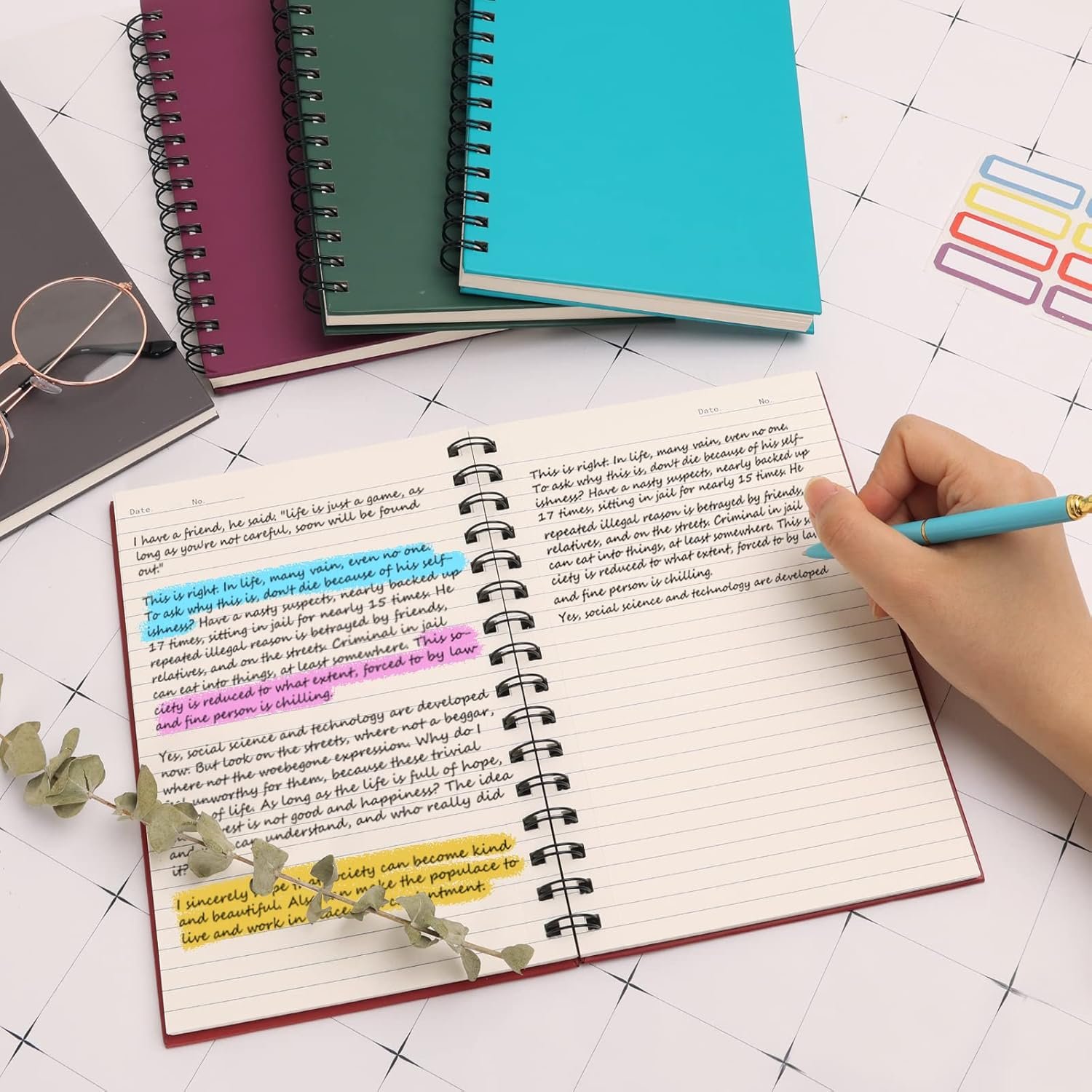 EOOUT 8 Pack Spiral Notebook, Hardcover A5 Notebooks, College Ruled Spiral Journals, Assorted Jewel Tone Colors, 160 Pages, 5.5"x8.5", for Work, School, Gifts - Image 6