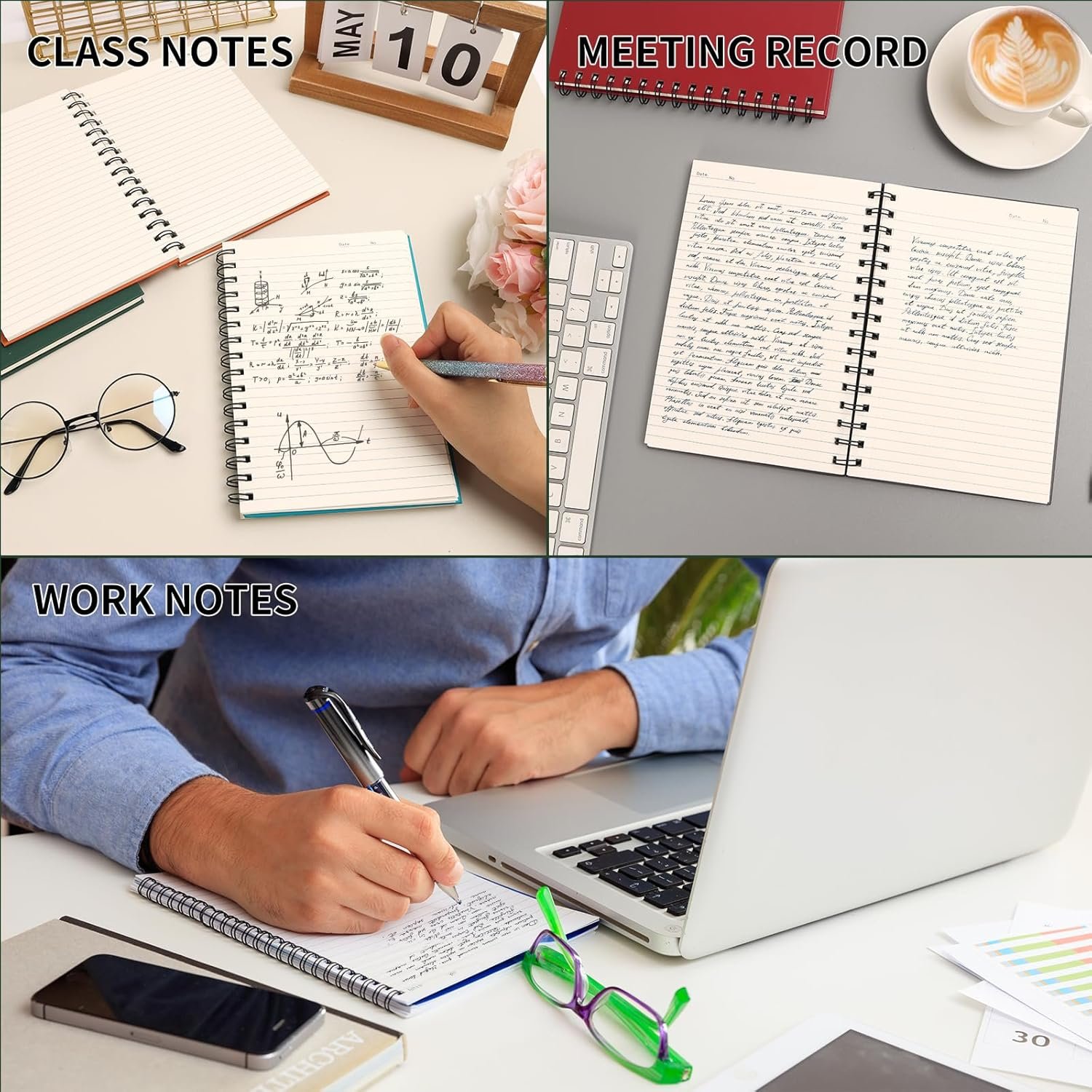 EOOUT 8 Pack Spiral Notebook, Hardcover A5 Notebooks, College Ruled Spiral Journals, Assorted Jewel Tone Colors, 160 Pages, 5.5"x8.5", for Work, School, Gifts - Image 7