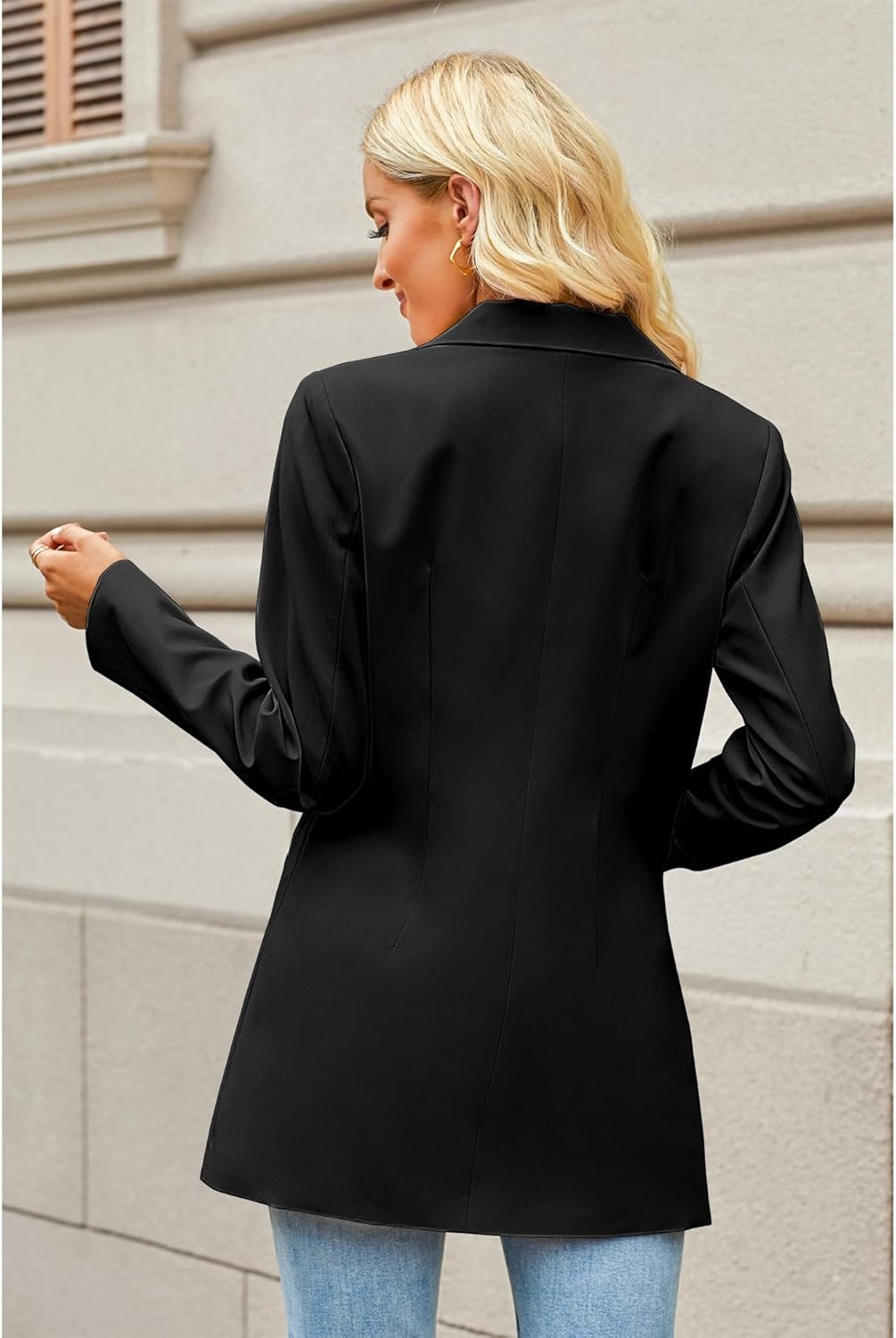 luvamia 2024 Blazers for Women Business Casual Long Blazer Jackets Dressy Work Professional Office Outfits Lapel Pockets - Image 5