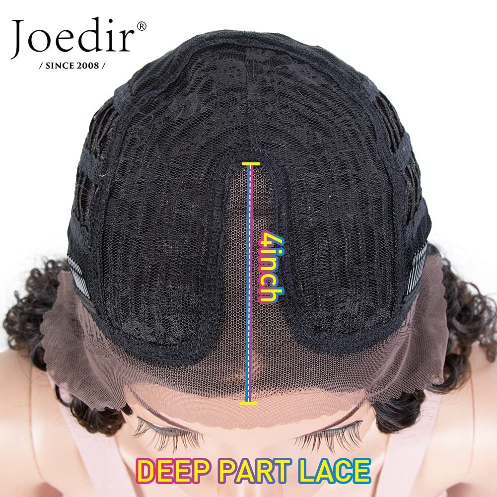 Joedir 28" Long Curly Lace Front with 1.5"x3" Lace Wig Heat Resistant Synthetic Wigs For Black Women 130% Density(Ombre Black to Wine Color) - Image 7