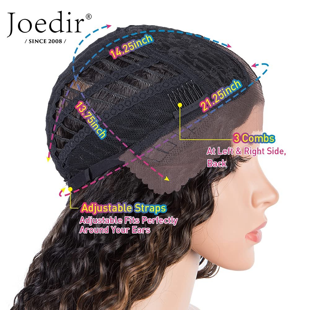 Joedir 28" Long Curly Lace Front with 1.5"x3" Lace Wig Heat Resistant Synthetic Wigs For Black Women 130% Density(Ombre Black to Wine Color) - Image 8