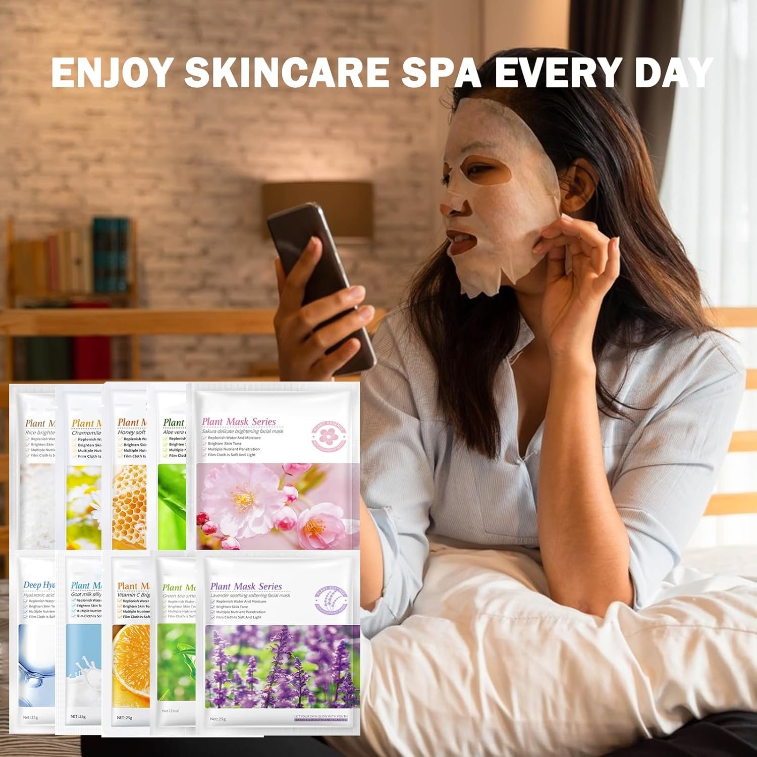 10 Pack Sheet Face Masks Skincare, Hydrating Face Masks, Bulk Facial Mask Set for Women Skin Care,Moisturize,Nourish for All Skin Types,Birthday Gifts for Women Men Girls - Image 7