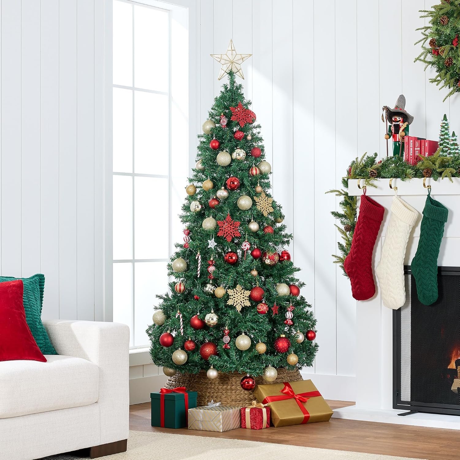 Best Choice Products Artificial Christmas Tree, 6ft Premium Unlit Hinged Design, Dense Branches Realistic Holiday Décor​ w/Easy Assembly, Base - Image 3