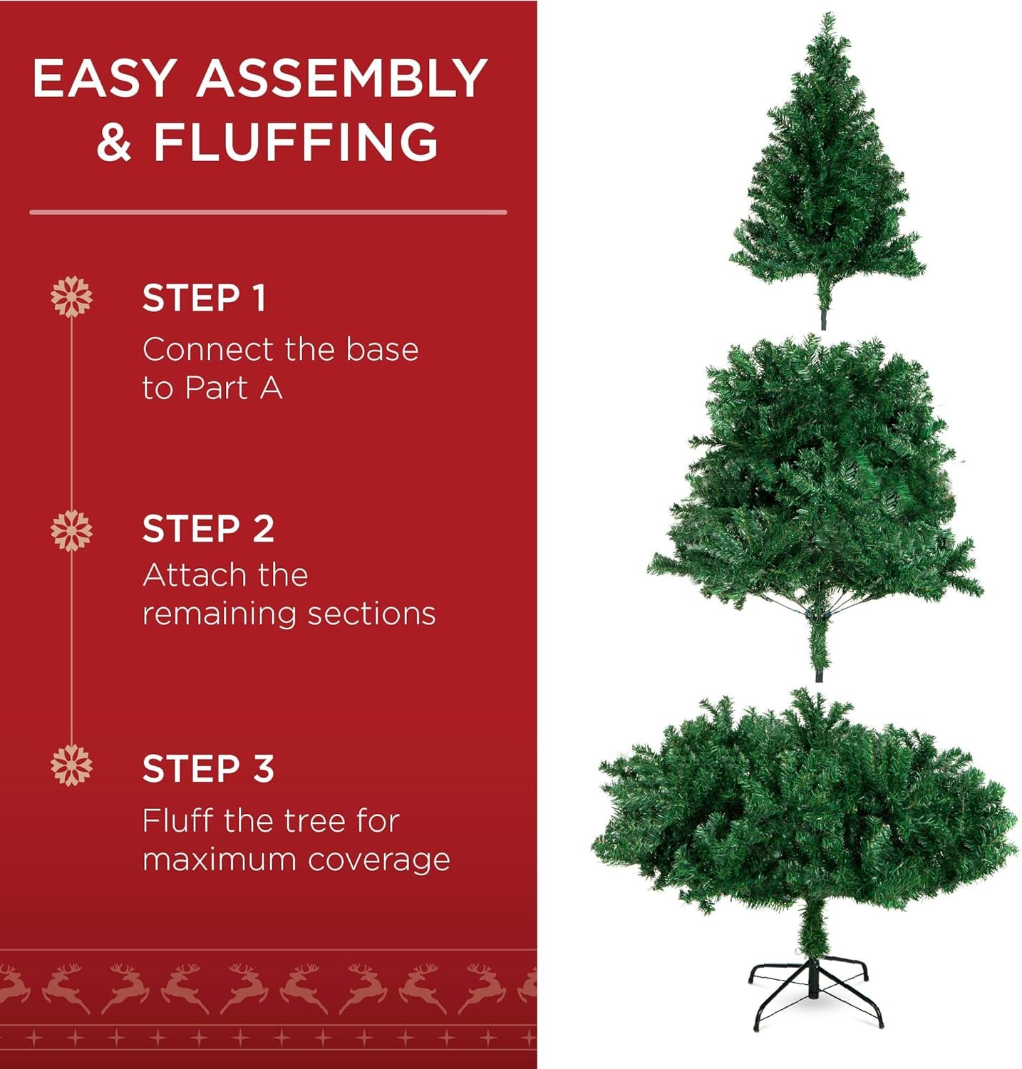 Best Choice Products Artificial Christmas Tree, 6ft Premium Unlit Hinged Design, Dense Branches Realistic Holiday Décor​ w/Easy Assembly, Base - Image 5