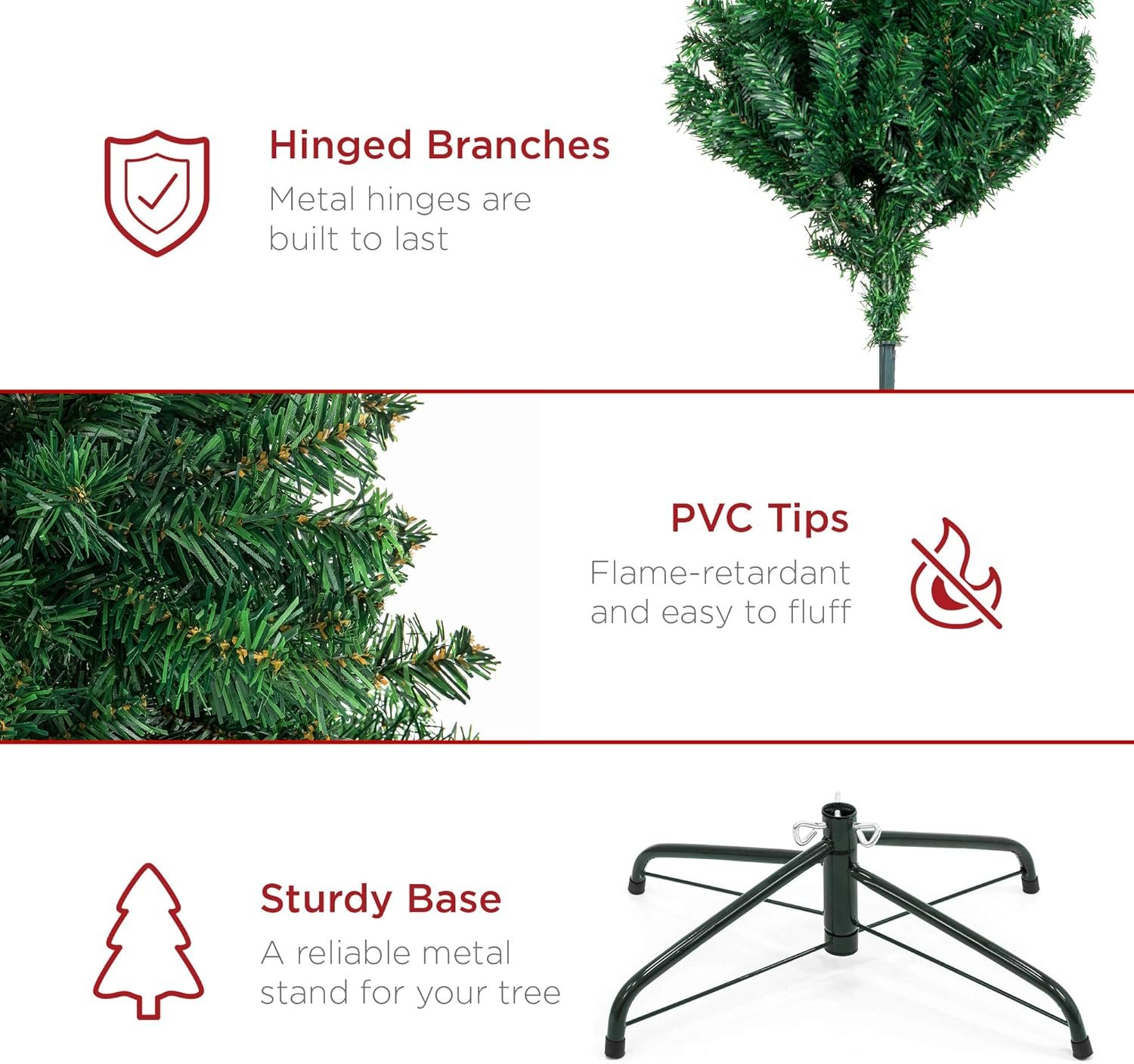 Best Choice Products Artificial Christmas Tree, 6ft Premium Unlit Hinged Design, Dense Branches Realistic Holiday Décor​ w/Easy Assembly, Base - Image 6