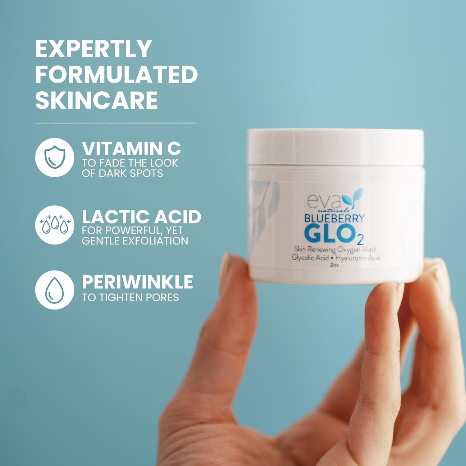 Eva Naturals GLO2 Oxygen Clay Masks For Face Skin Care - Exfoliating Pore Minimizer Face Masks Skin Care - Anti-aging Facial Skin Care Products - Hydrate & Restore All Skin Types - 2 Oz - Image 6