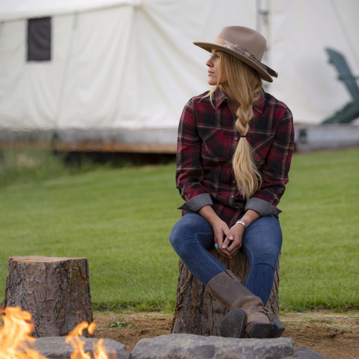 Legendary Whitetails Womens Cottage Escape Flannel Long Sleeve Plaid and Solid Color Clothes, Fitted Button Down - Image 8